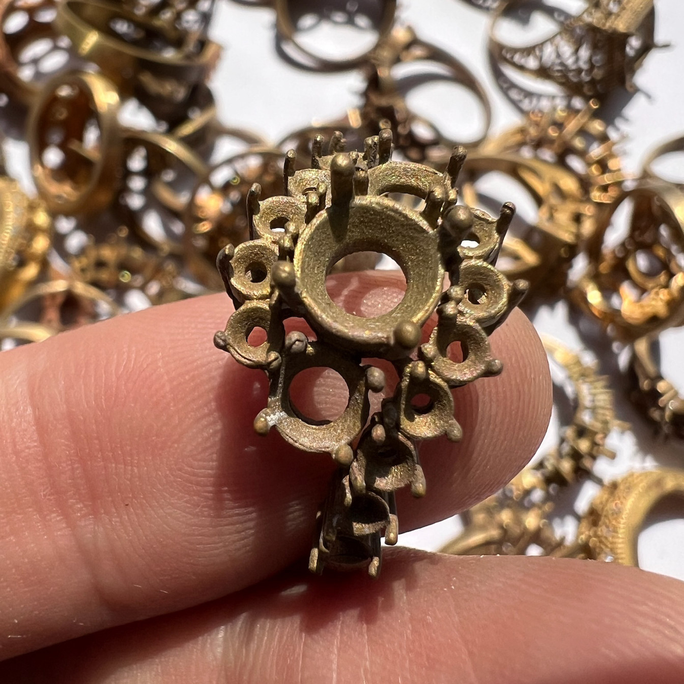 Brass Ring Blank Prong Setting Empty Base DIY Jewelry Crystal Gem Mount