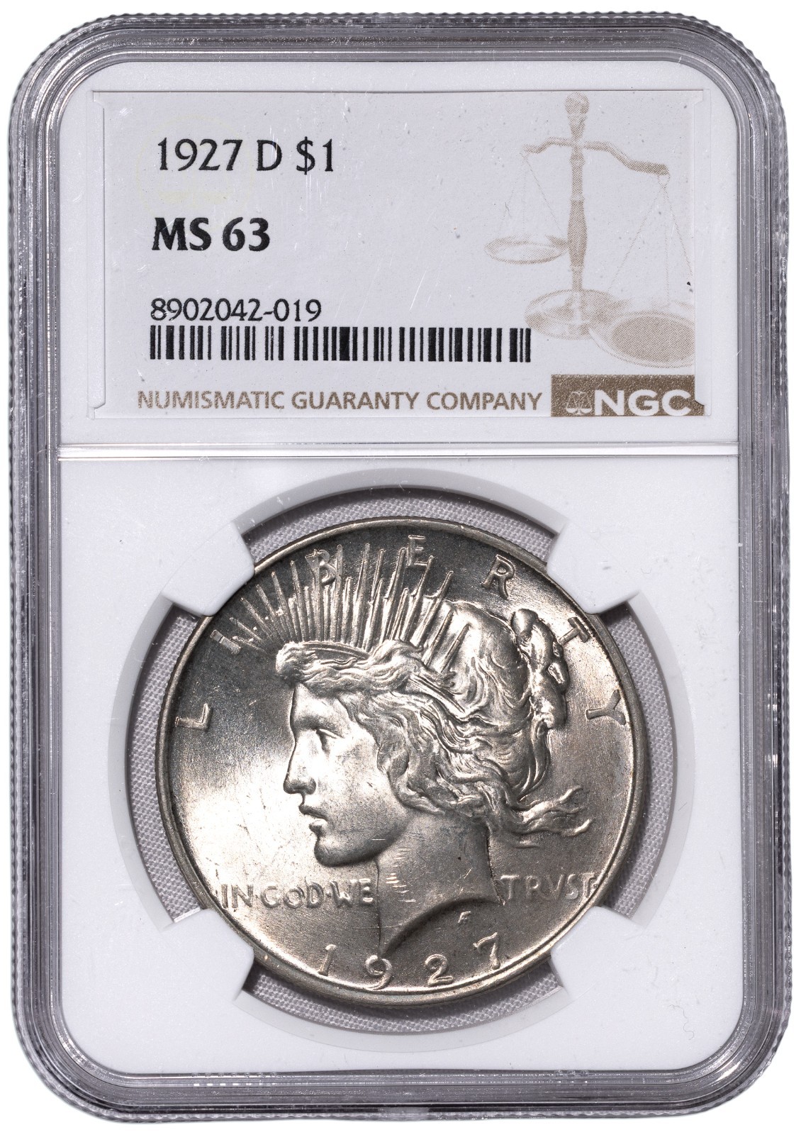 1927-D MS63 NGC Peace Silver Dollar $1 Denver BU Exceptional Eye Appeal!