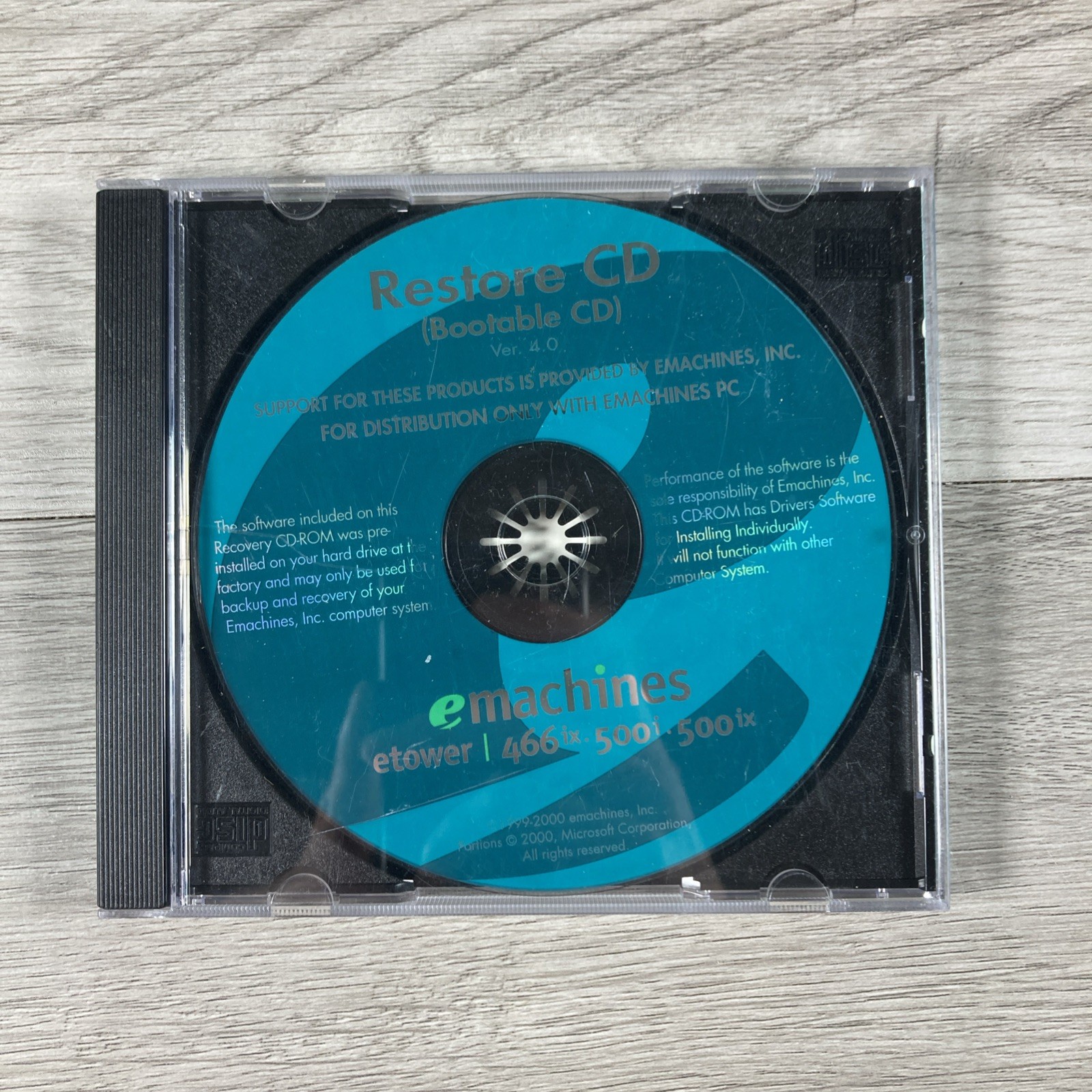 Emachines Ver 4.0 Restore CD (Bootable CD) 1999-2000 etower 466ix 500i
