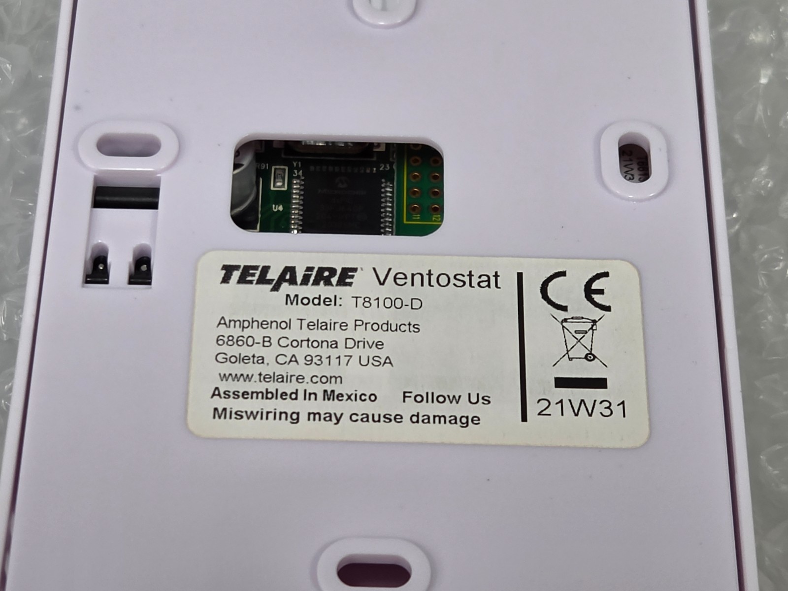 TELAIRE VENTOSTAT T8100-D CO2 Ventilation Controller Sensor 21W31