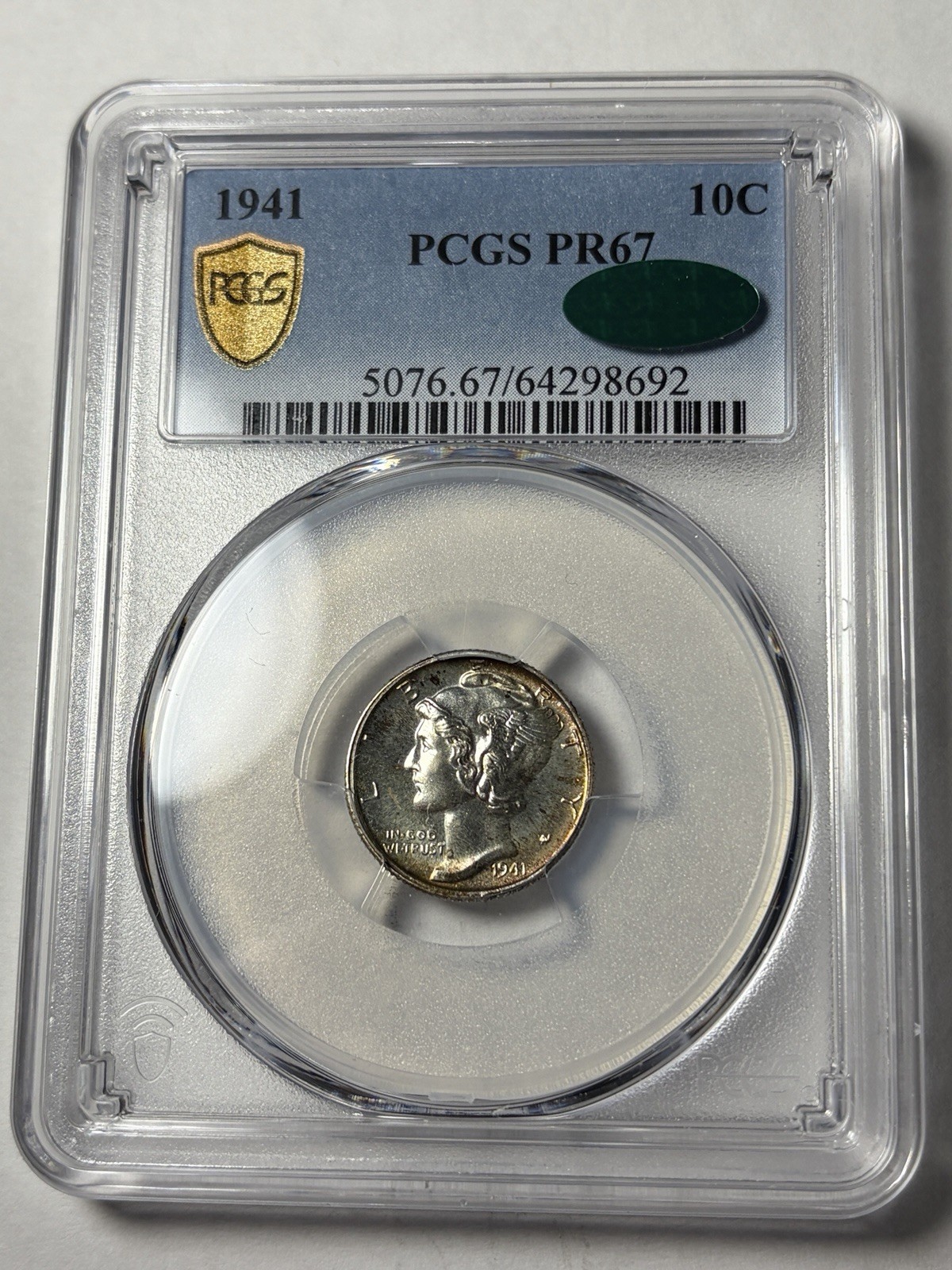 1941 PCGS PR67 CAC Mercury Dime Proof