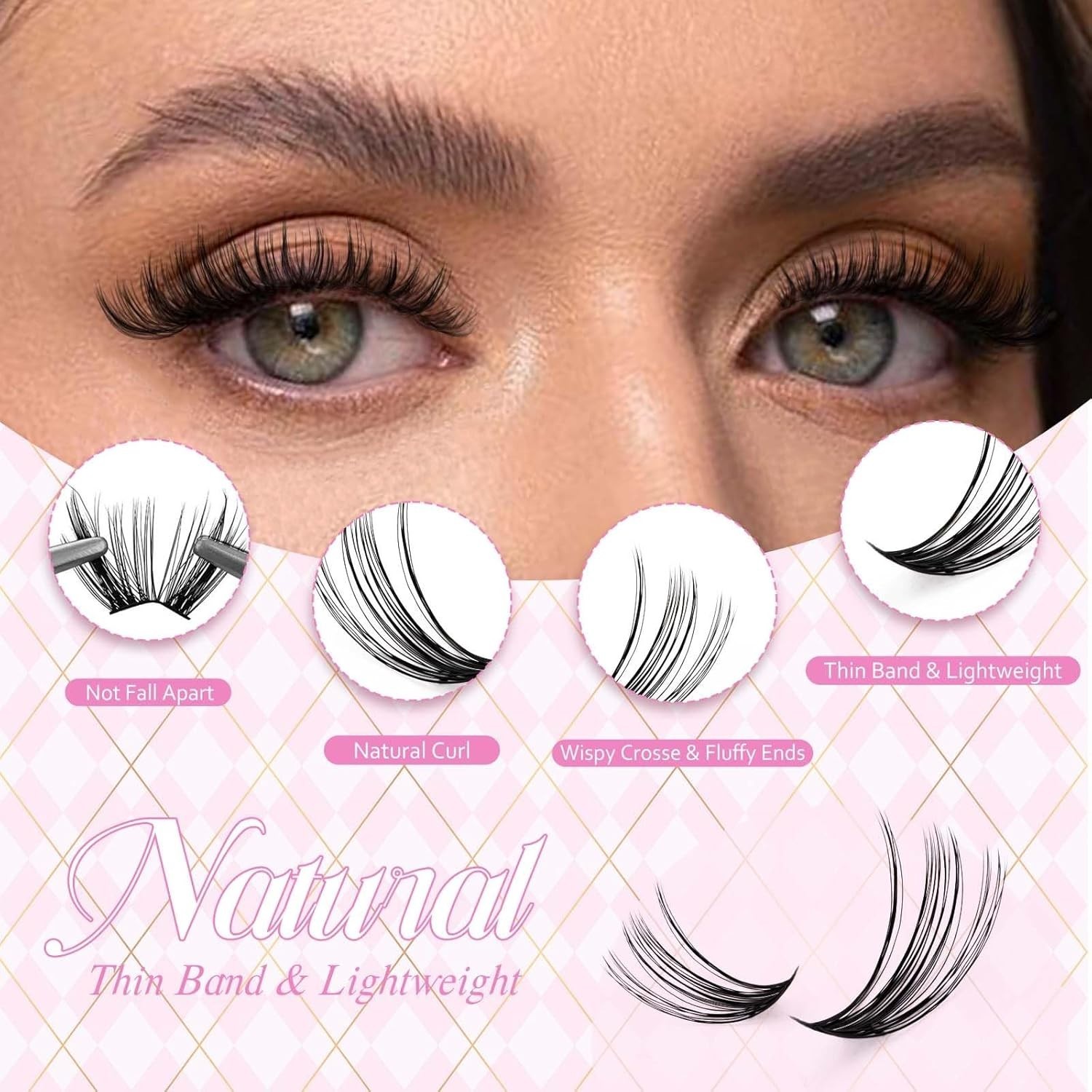 Individual D Curl Eyelash Clusters - Easy Home Application for Stunning Eyes