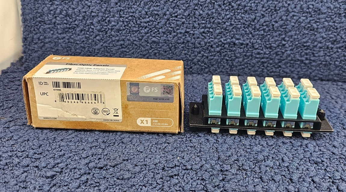 FS FHD-FAP12LCDX10GMM FHD Fiber Adapter Panel, 12 LC UPC Duplex OM4