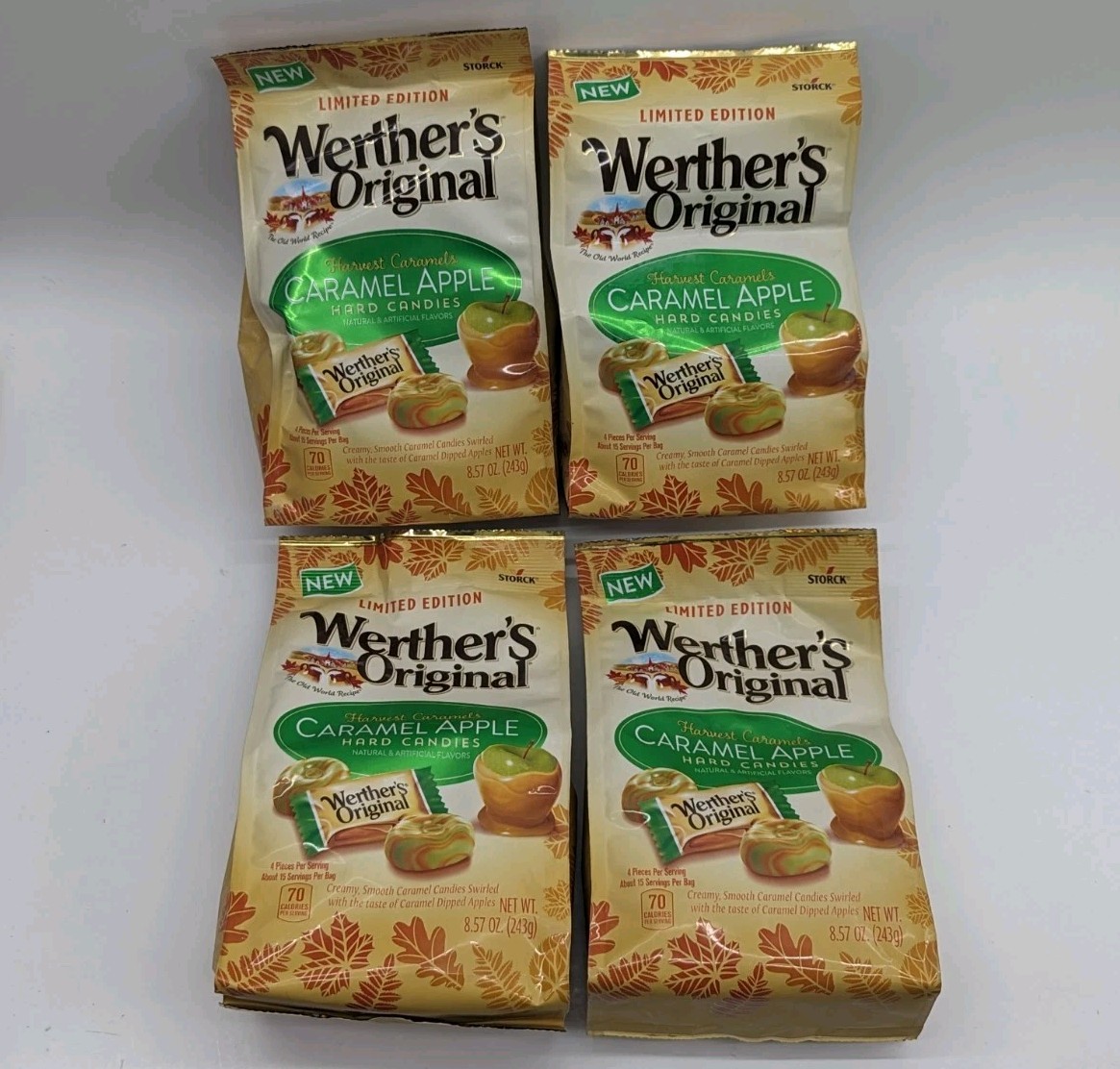 Werther's Original Limited Edition Caramel Apple HARD Candy 8.57oz LOT of 4 bags