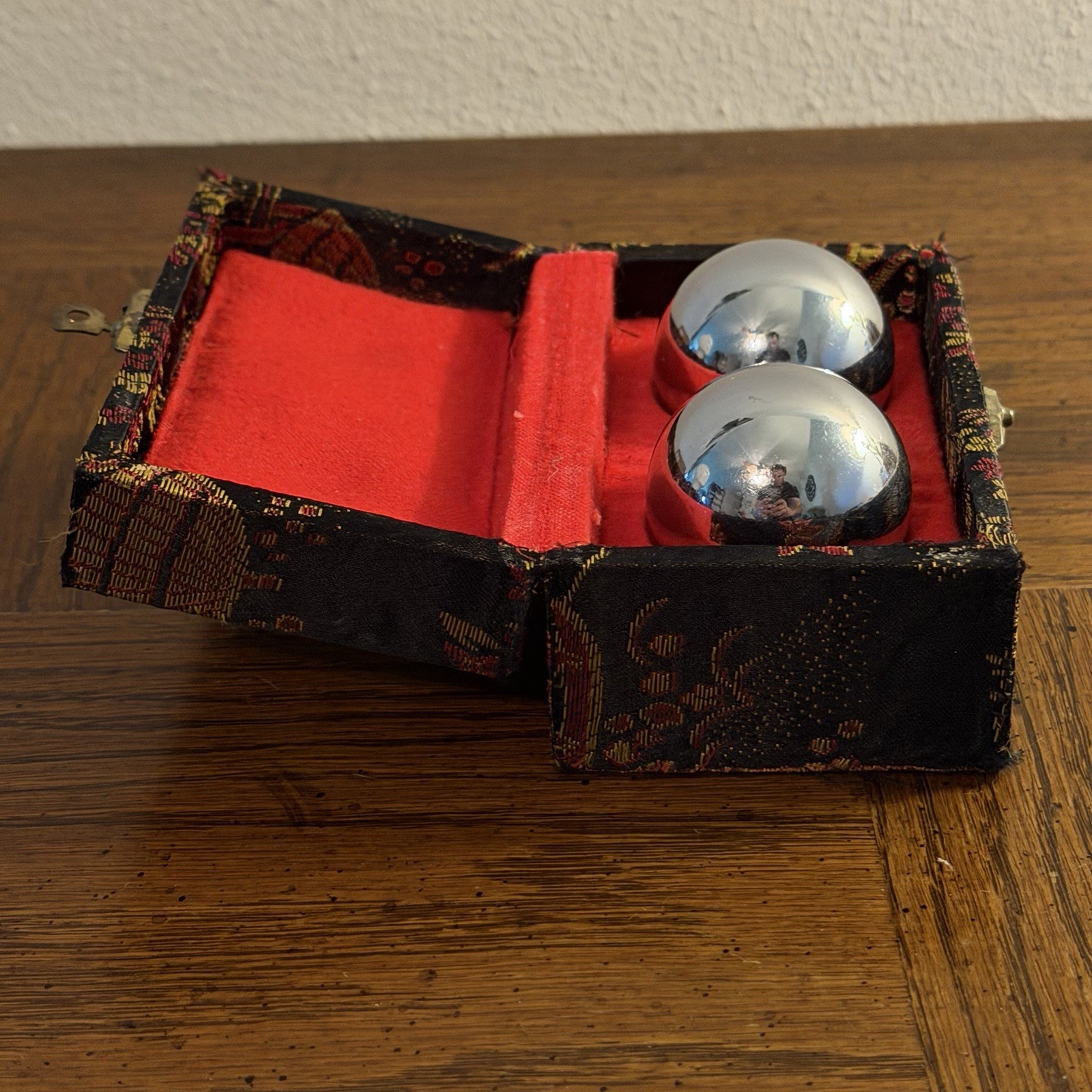 Vintage Chinese Baoding Balls – Chime/Stress Balls with Fabric Box