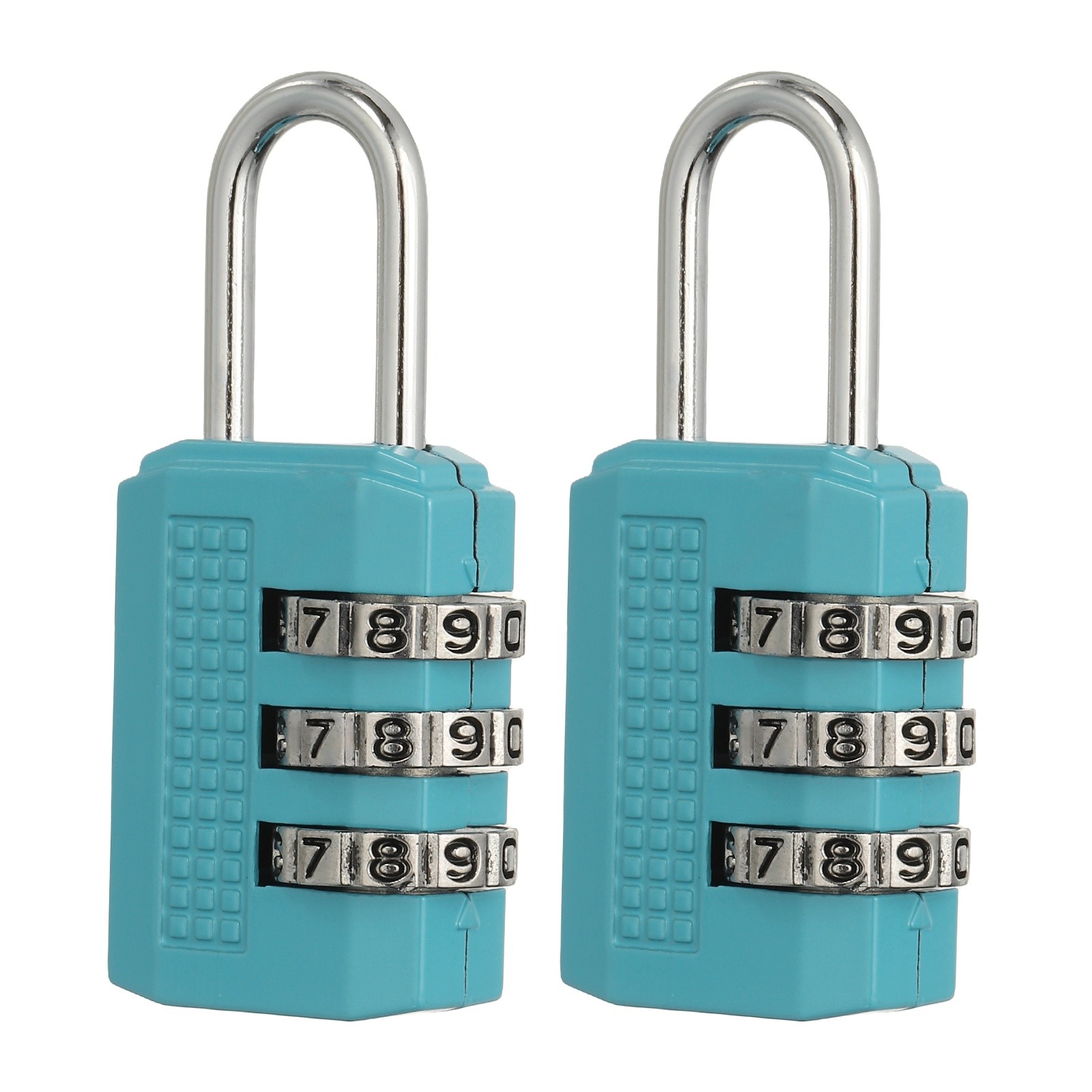 Combination Padlock (Small, Blue)(2 Pcs), 3-Digit Shackle Code Locks