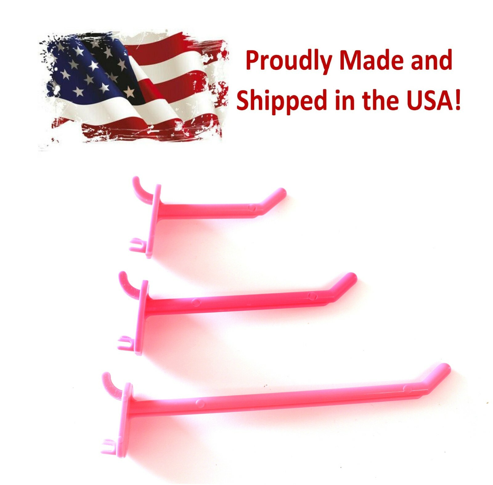 2" 4" or 6" Pink Plastic Pegboard Hooks Garage/Tools/ Storage/Craft/ 25 50 packs