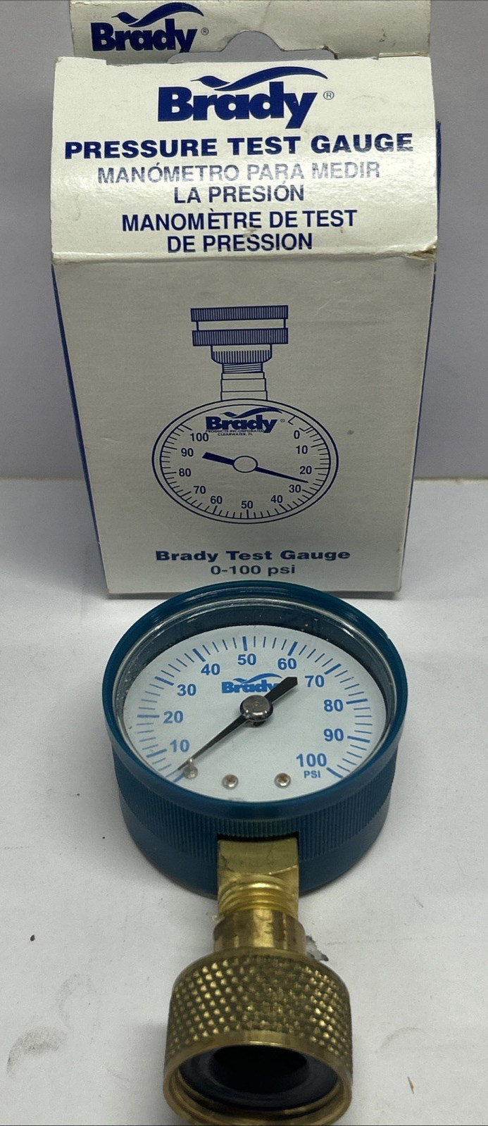 NOS Brady Pressure Gauge 0-100 Psi 3/4 " Lead Free 0-100 Psi