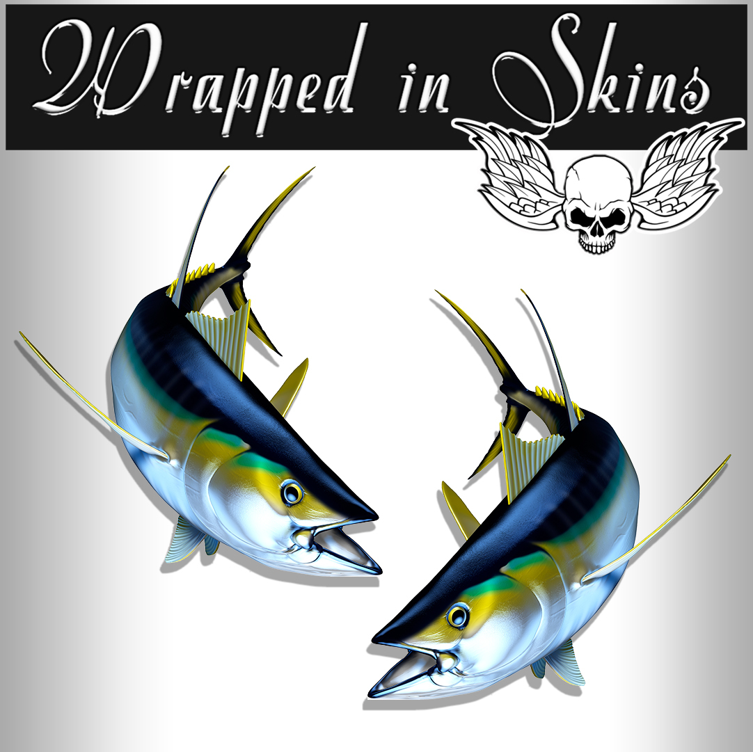 Yellowfin Tuna Decals Fish Stickers Tackle Box RV Truck Trailer AFP-0112