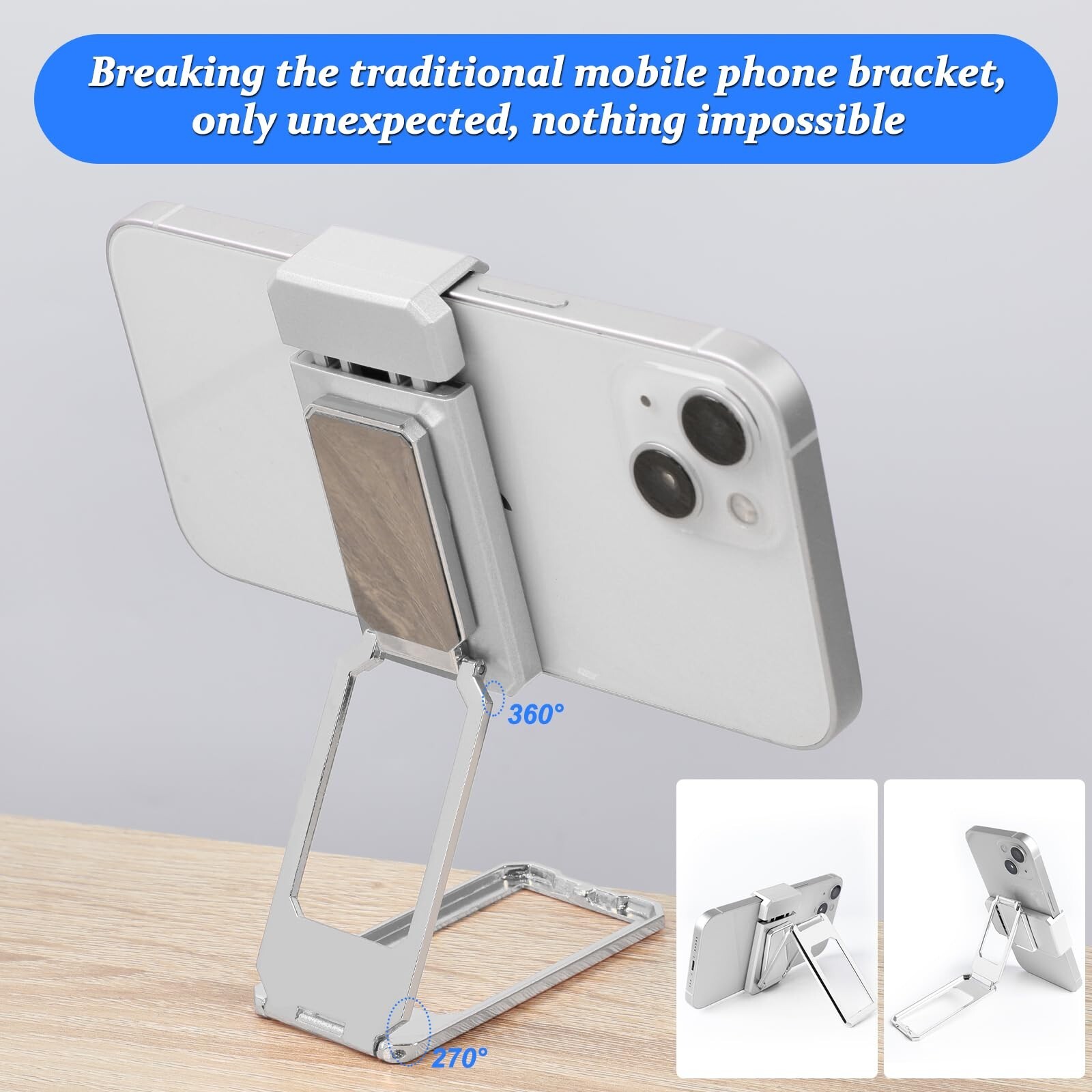 New Upgraded Back Clip Type 360 Folding Bracket Cell Phone Stand Adjustable Desk