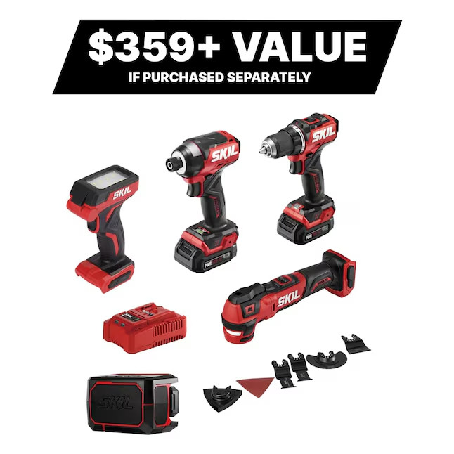 SKIL 12-volt 5-Tool Brushless Power Tool Combo Kit (Incl 2-Batteries + Charger)