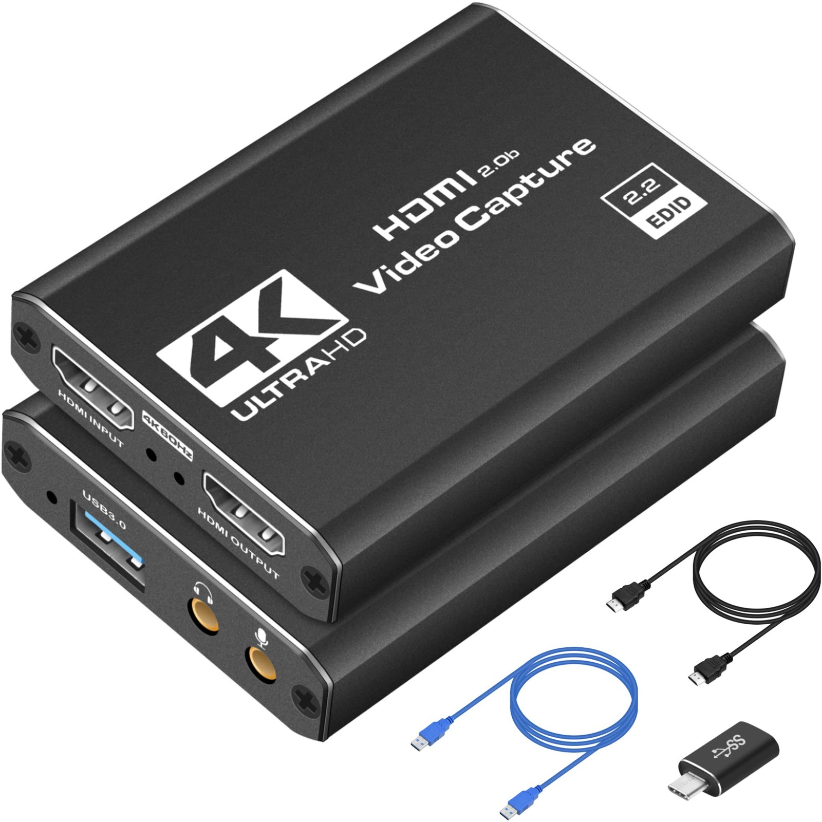 4K HDMI Capture Card USB 3.0 – 1080P 60FPS Gaming & Streaming Video Capture C...