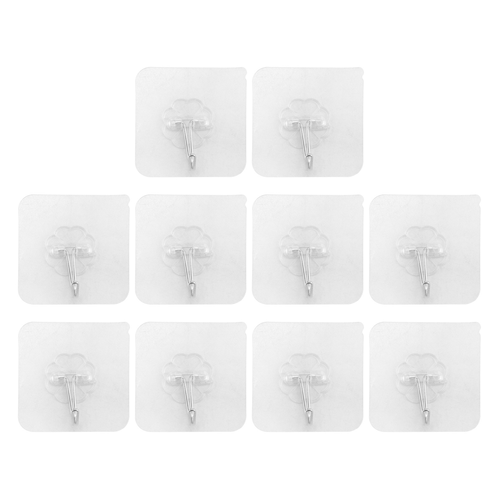 10 Packs Reusable Adhesive Hooks,Transparent Heavy Duty Wall Hooks with No5912