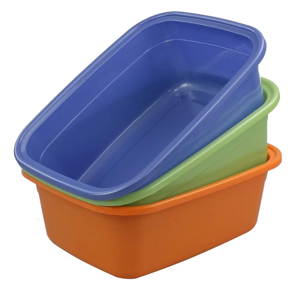 18 Quart Large Plastic Dish Pans Wash Basin Set Of 3