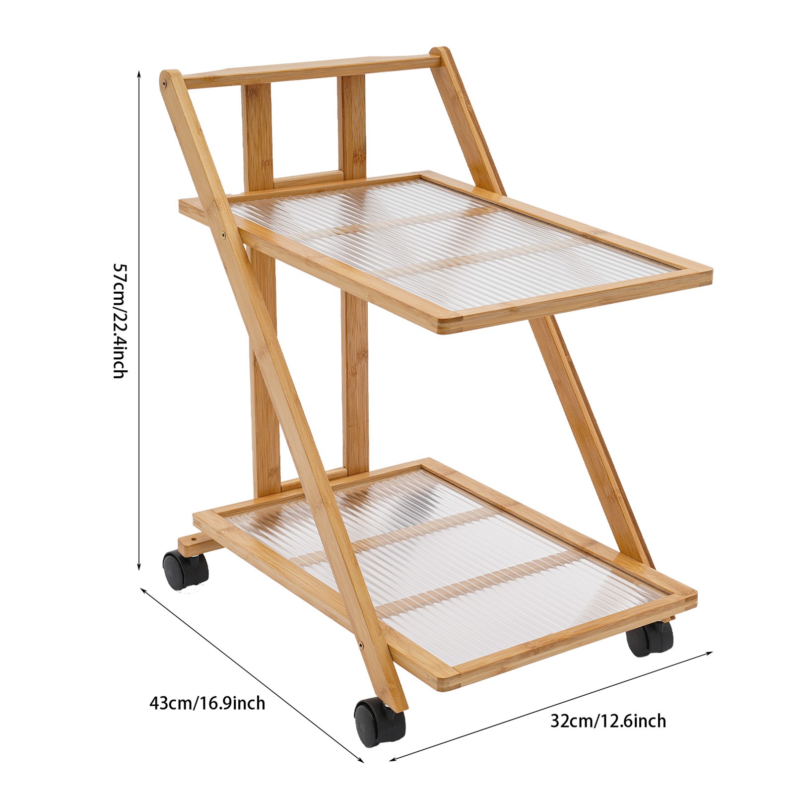 2 Tiers Bamboo Storage Rack, Floor Standing Storage Stand, Foldable Storage Rack