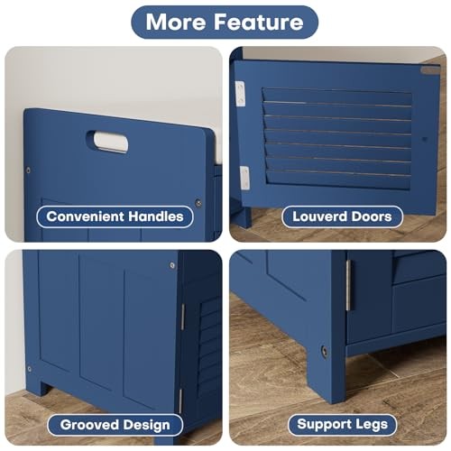 Shoe Storage Bench with Lift Top Storage, Entryway Bench with Cushioned Blue
