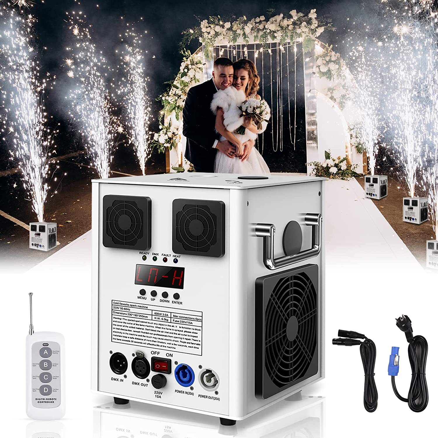 Wireless 750W DMX Cold Spark Firework Machine with Flight Case DJ Event Wedding