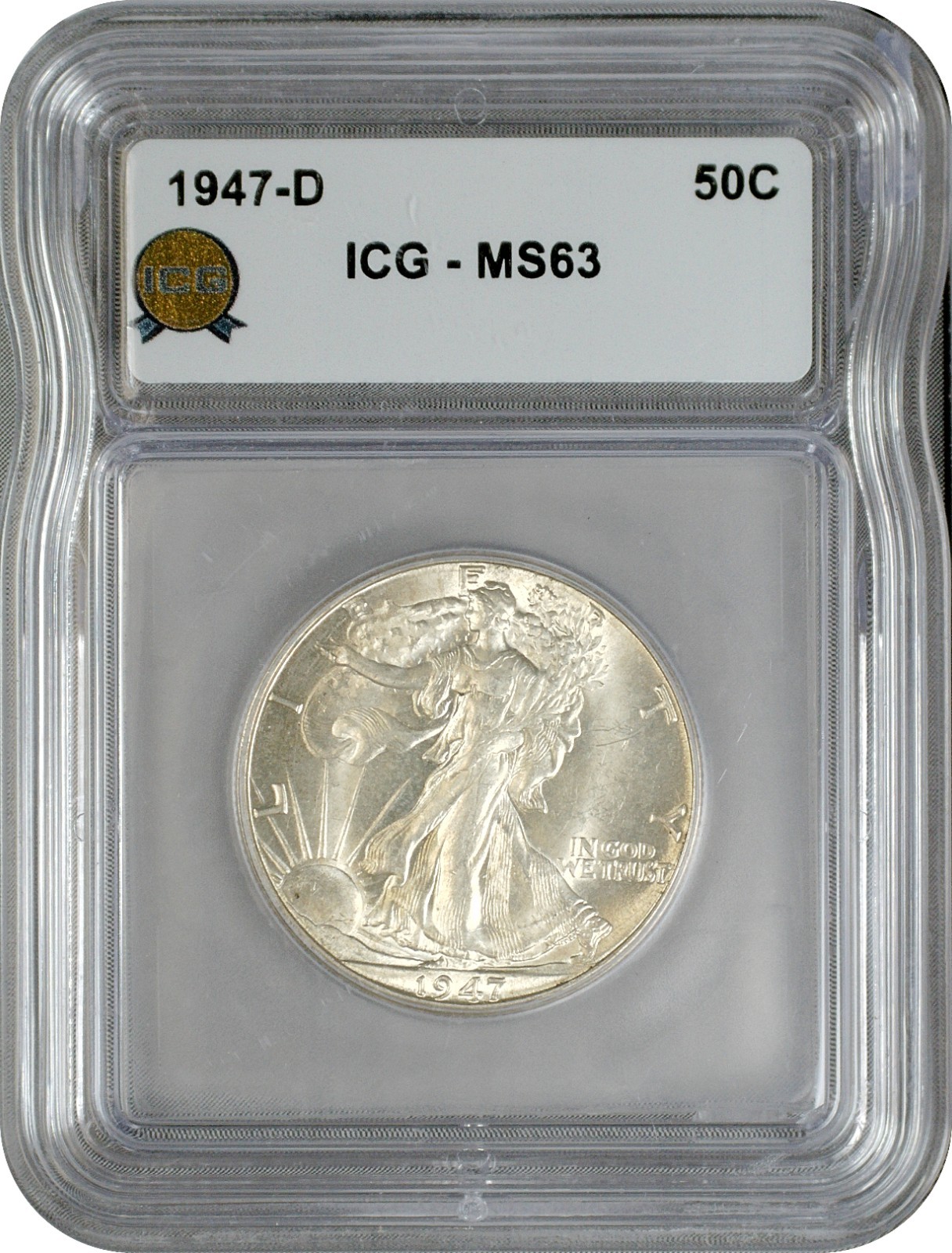 1947 D Walking Liberty Half Dollar 50C ICG MS63 Choice Uncirculated