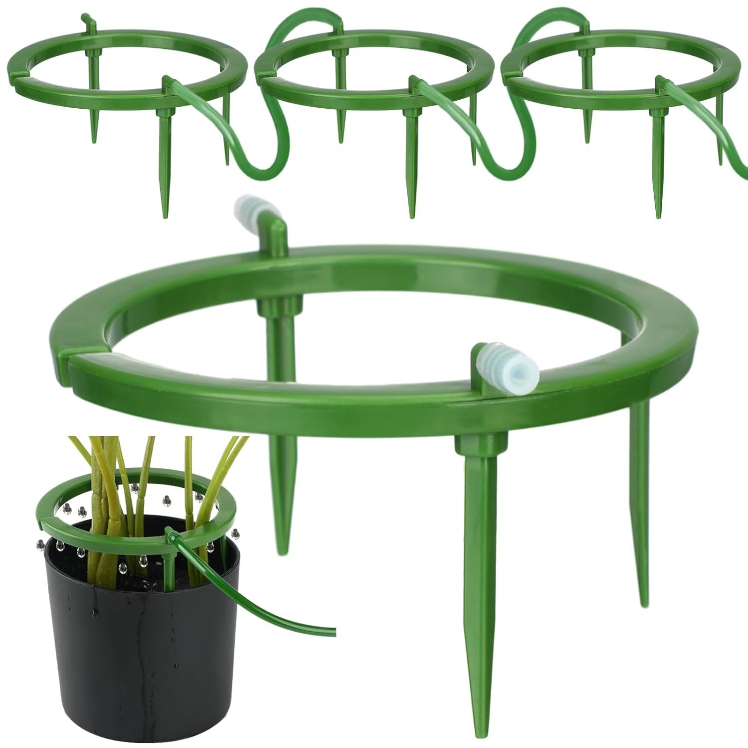 4-Pack Drip Irrigation Rings - 5-Inch Adjustable Watering Solution for Plants