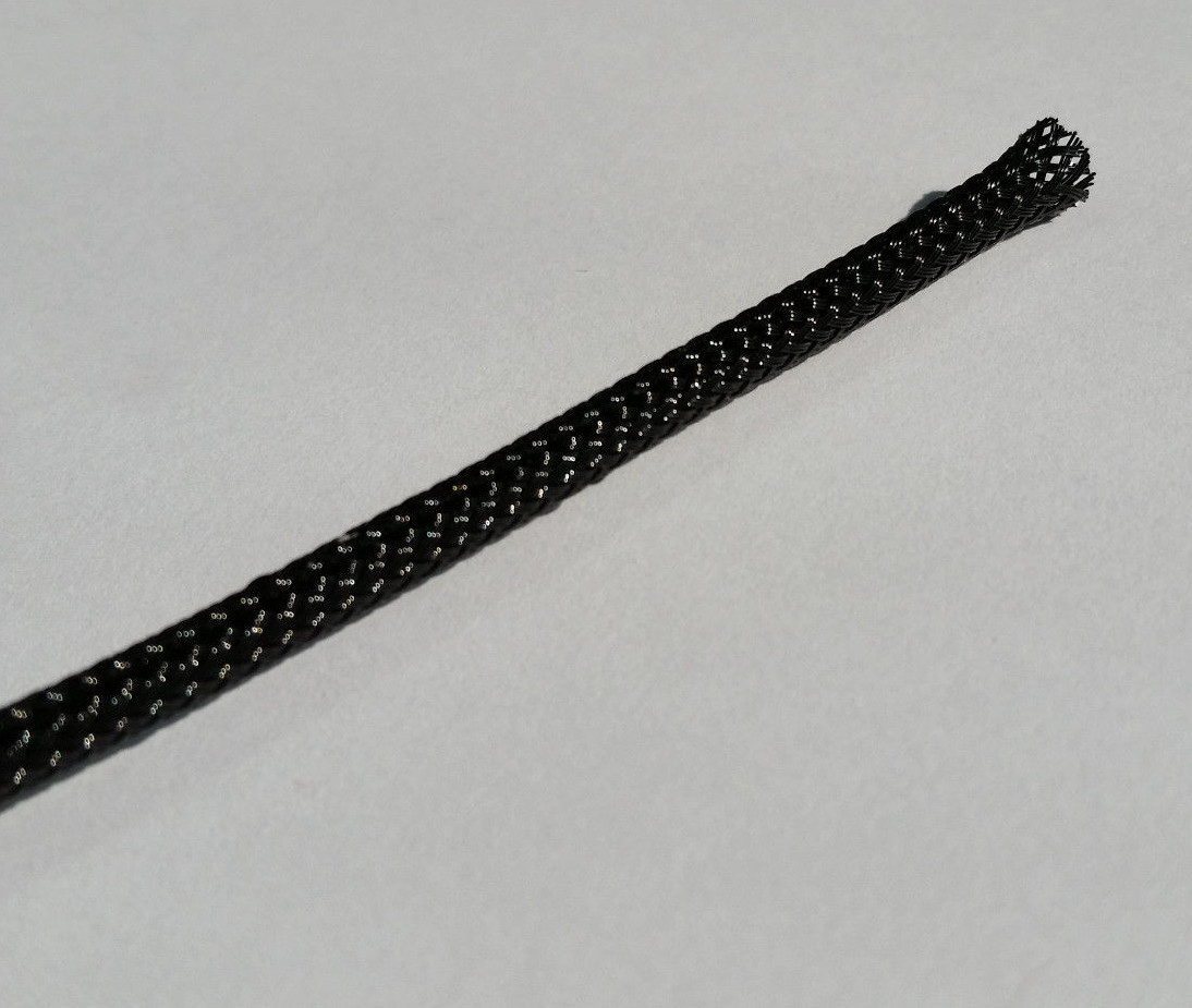 (qty 5 ft) 4mm round PET sleeving (black) for computer or audio cables