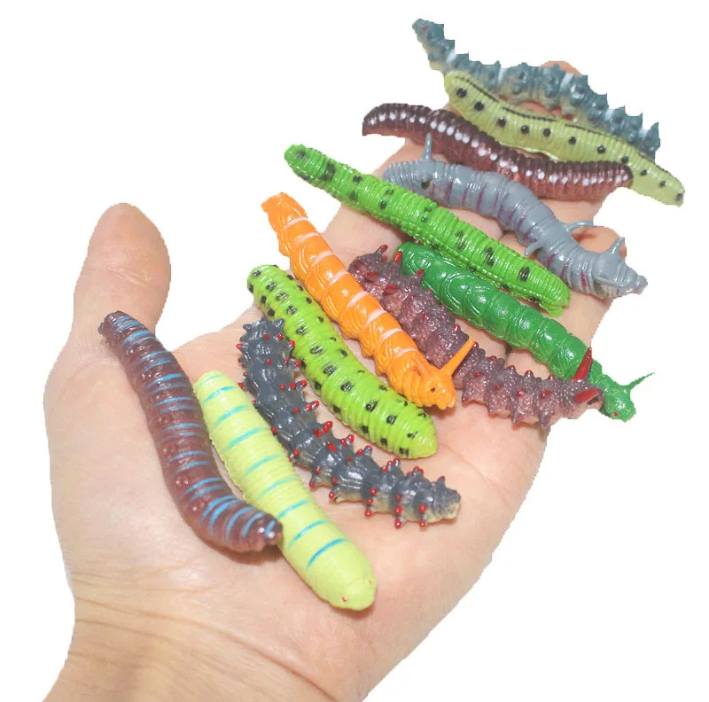 12pcs Worm Caterpillar Animal Toy PVC Action Figure Kids Toy Party Children Gift