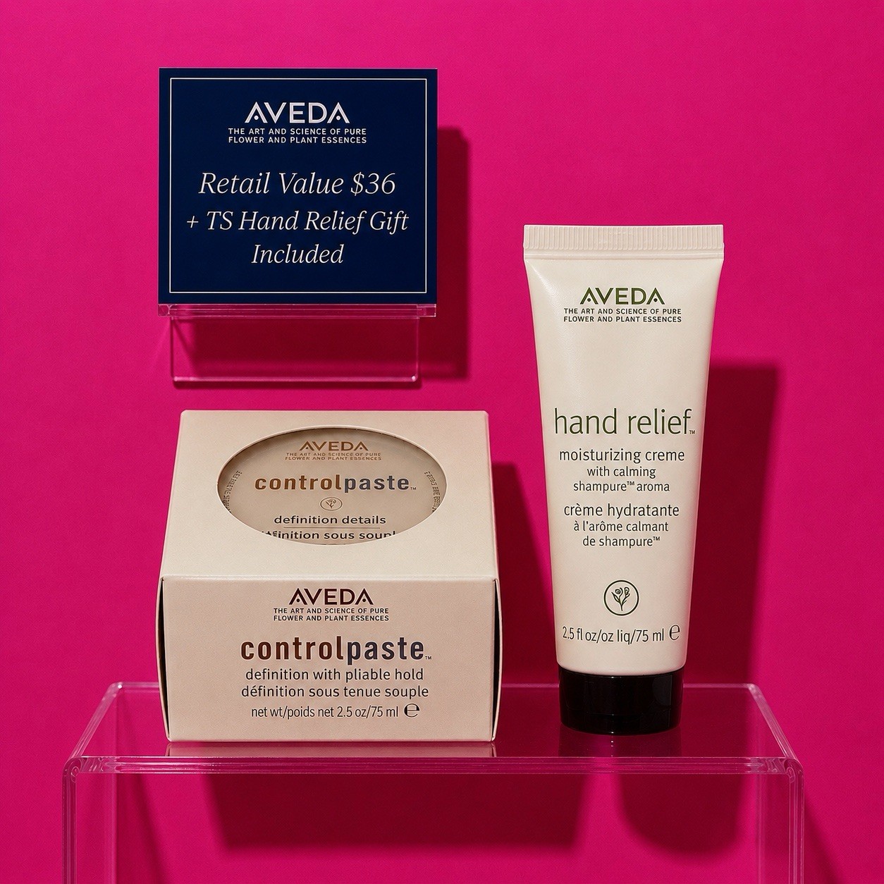 Aveda Control Paste 2.5 oz NEW With Complimentary Travel Shampure Hand Relief