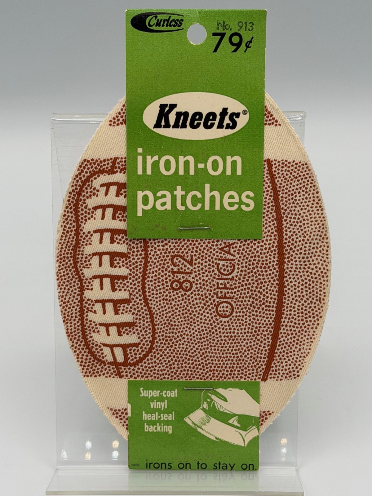 Vintage 1969 Kneets 6.5'' Iron-on Applique Patch Large Printed Fabric Football