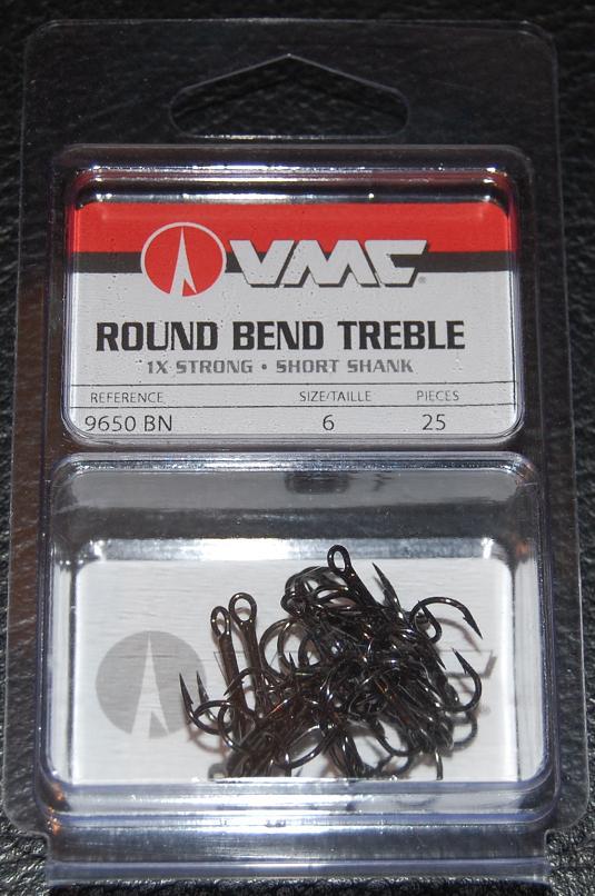 VMC 9650 Round Bend Treble Hooks Size 6 - Pack of 25 9650BN-06 Black Nickel