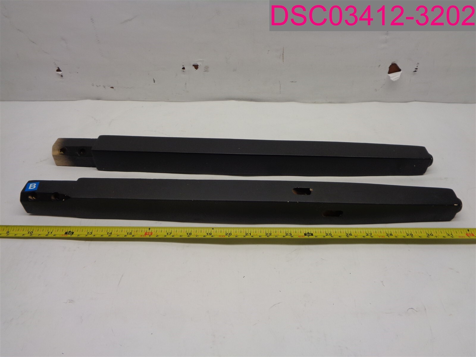 2 Pc. Black Wood Chair Legs w/ Slots for Cross Bars 22-1/2" x 1-9/16" x 1-9/16"