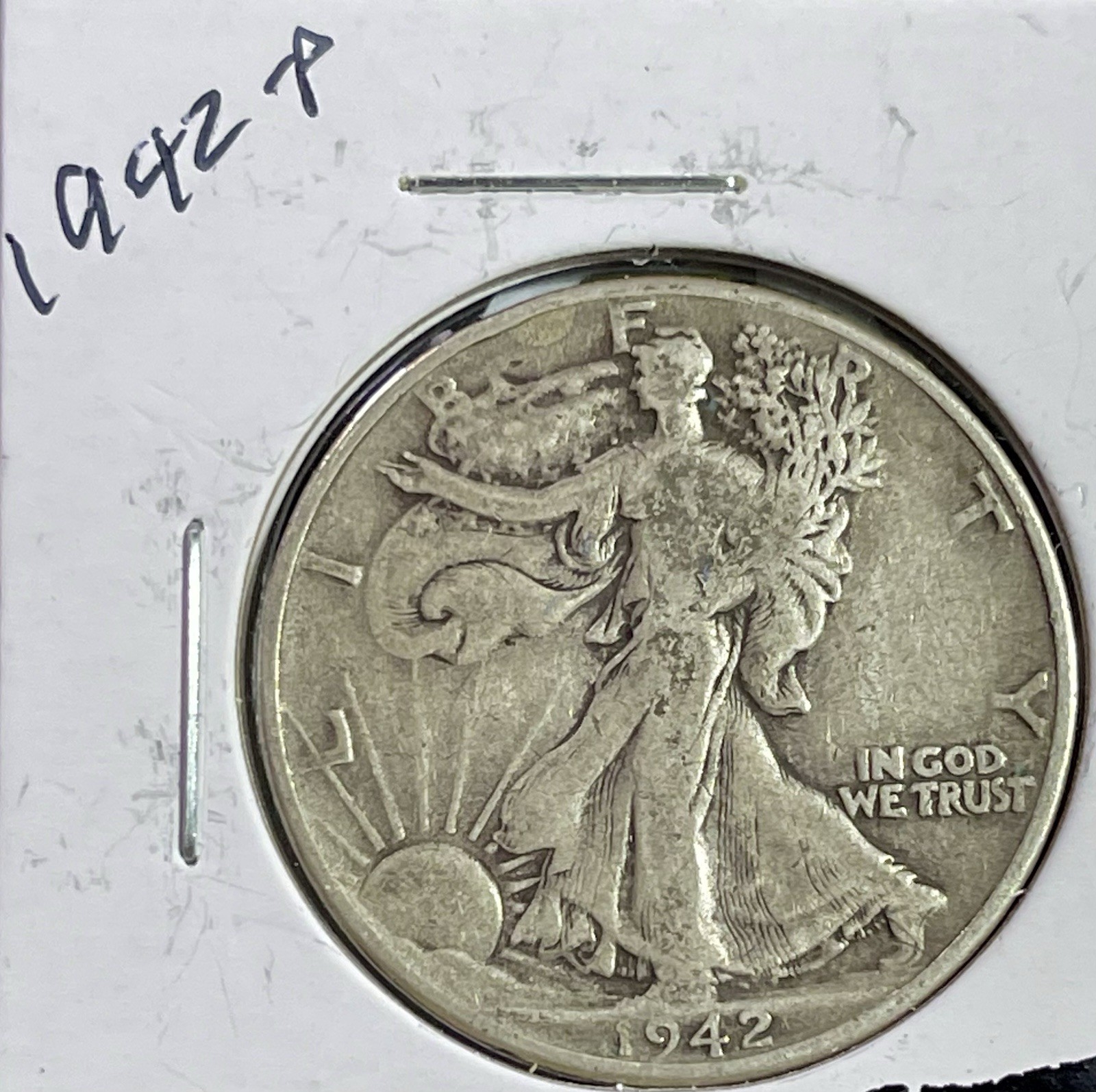 1942 50C Walking Liberty Half Dollar. 90% Silver.   #1999￼