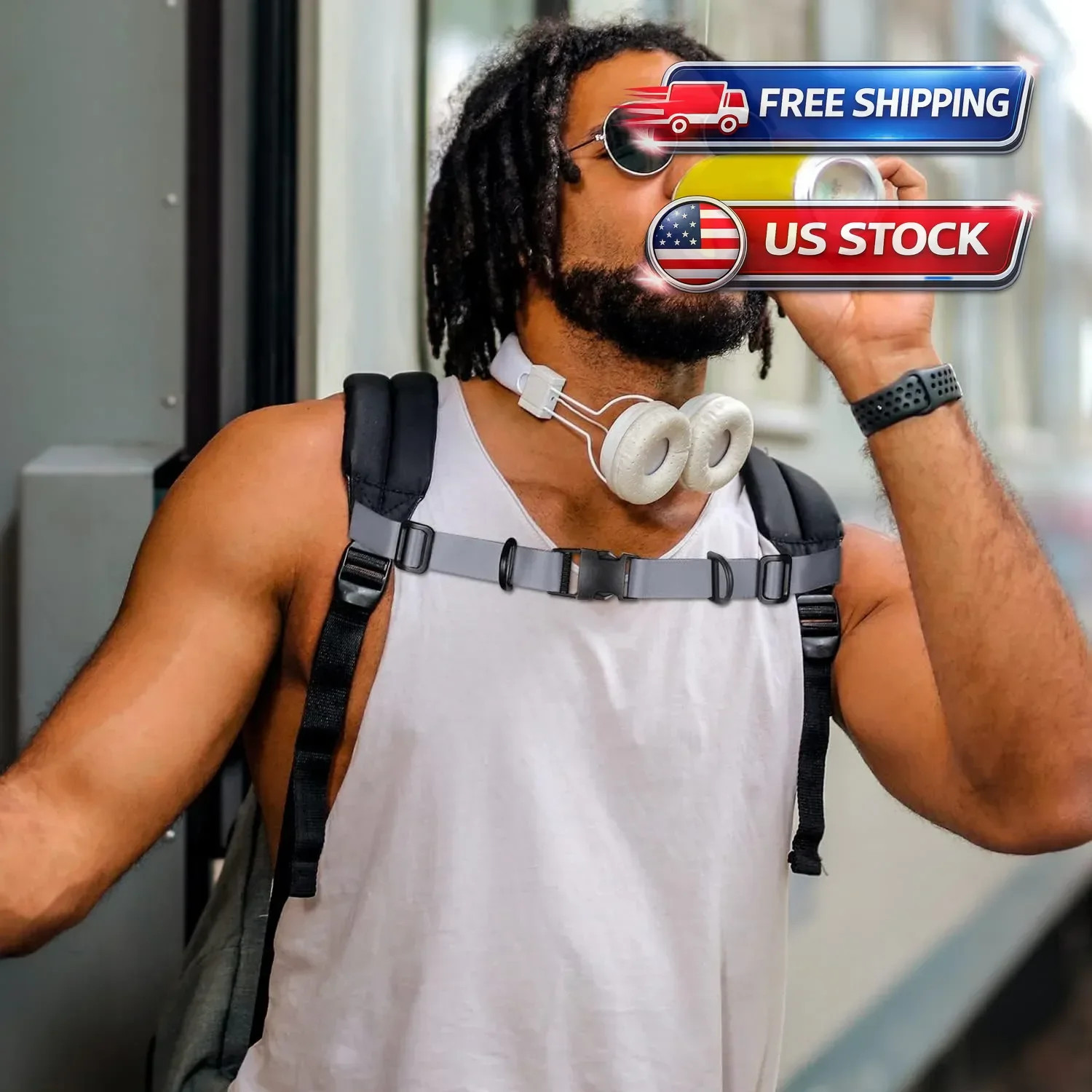 2 Pack Adjustable Backpack Chest Strap, Sternum Straps for Backpacks,