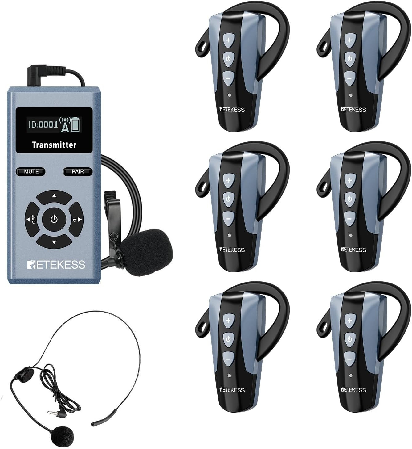 TT106S Assistive Listening System - Clear Sound, Mute, 200M Range, 50H Battery