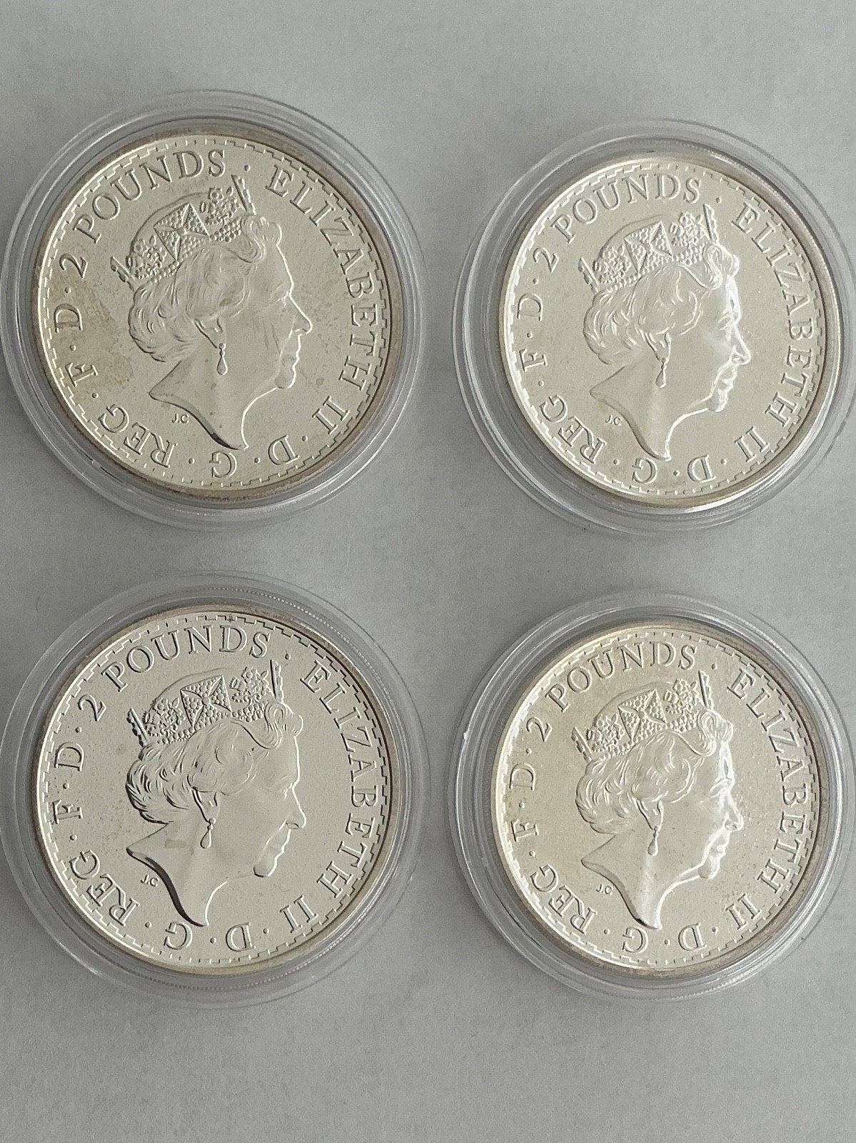 4 Britannia 2017 1oz  Silver Coins, Royal Mint 0.9999 Pure Bullion, In Capsules