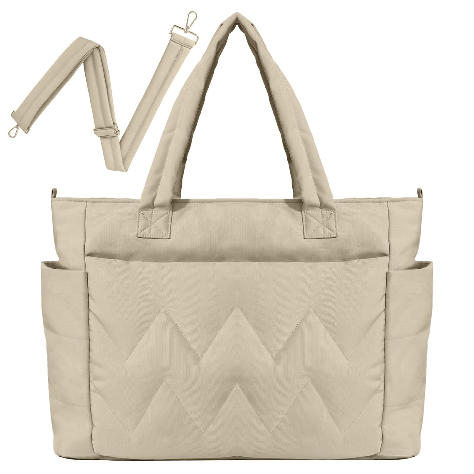 Puffer Tote Bag for Women Nylon Quilted Tote Bag Lightweight Puffy Shoulder B...