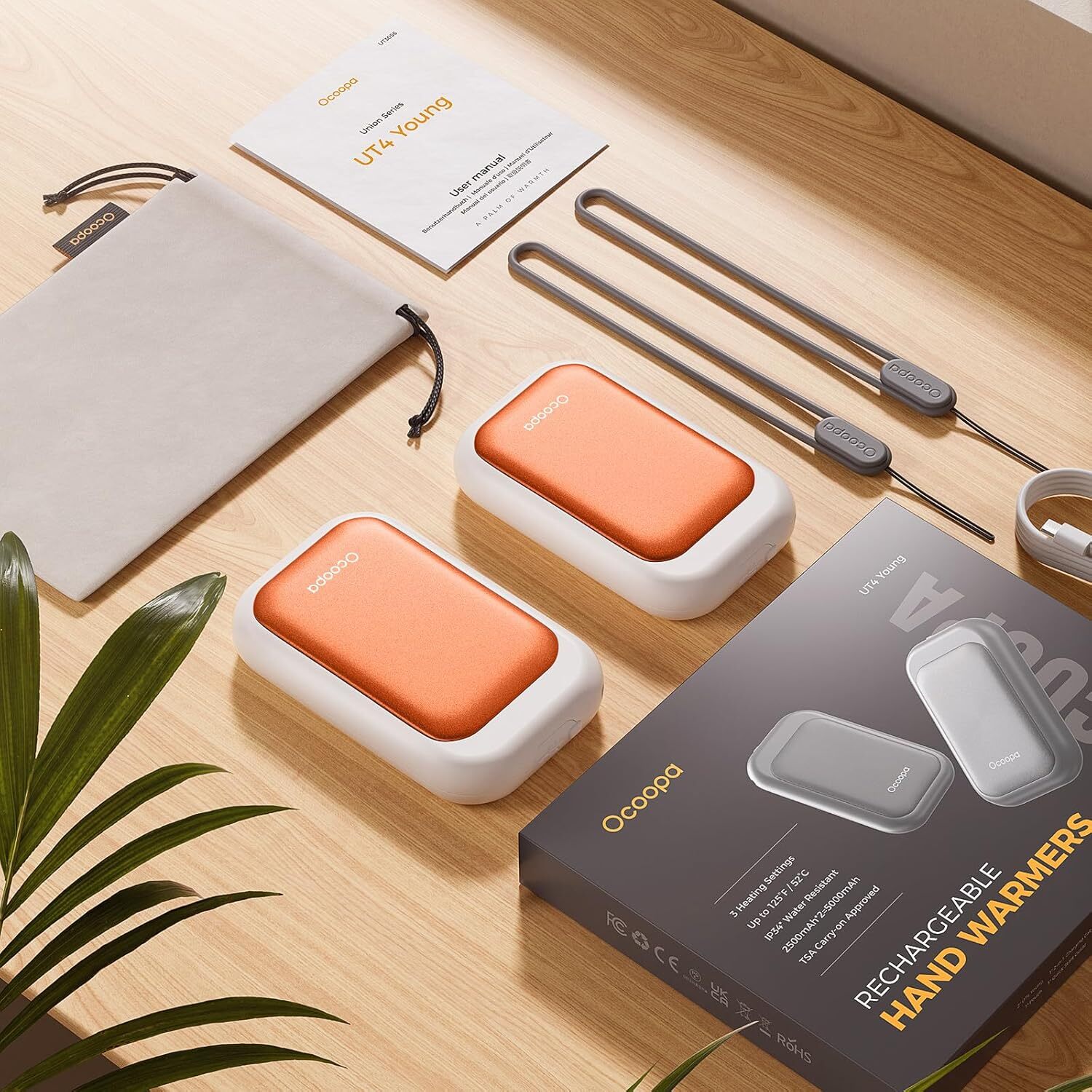 OCOOPA Magnetic 2 in 1 Rechargeable Hand Warmers 5000mAh Power Bank 16 Hrs Heat