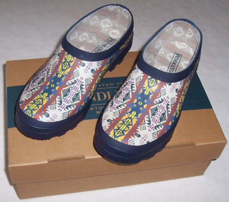 NEW Pendleton NAVY AZTEC/GEO Journey West Garden/Rain Clogs Shoes Women's 8M 8 M