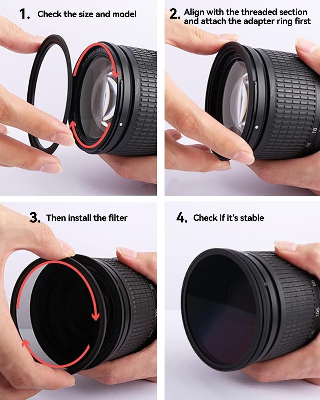 49mm to 67mm Step-up Adapter Rings,Black,Step Up Ring,Step-Down Rings Filter ...