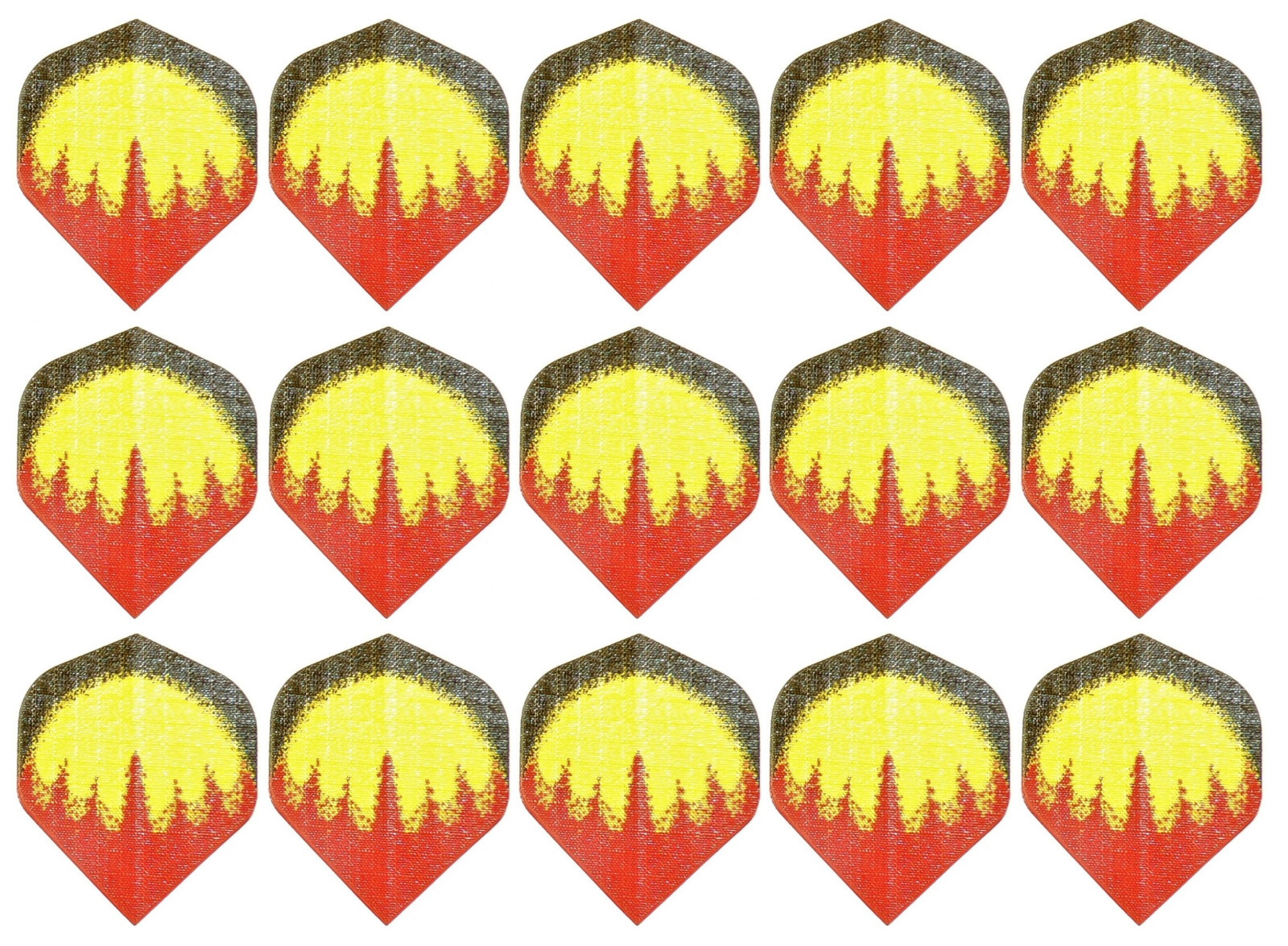 5 New Sets Rip Stop Nylon Fabric Standard Dart Flights - Black Yellow Red