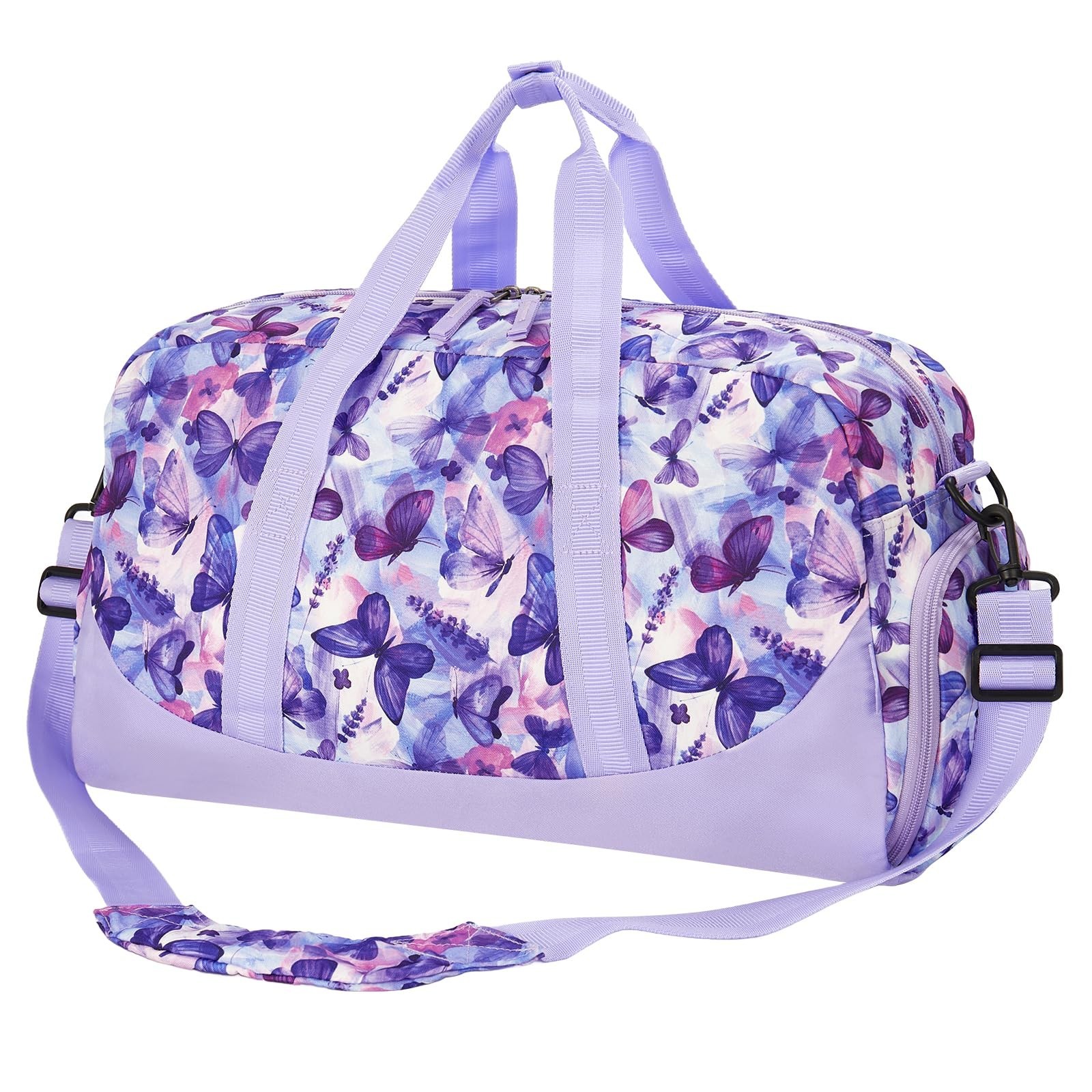 Choco Mocha Kids Duffle Bag, Girls Butterfly Overnight Travel Bags for Kid wi...