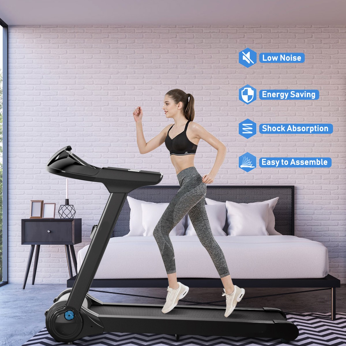 2.25HP Electric Folding Fitness Treadmill w/APP Heart Rate