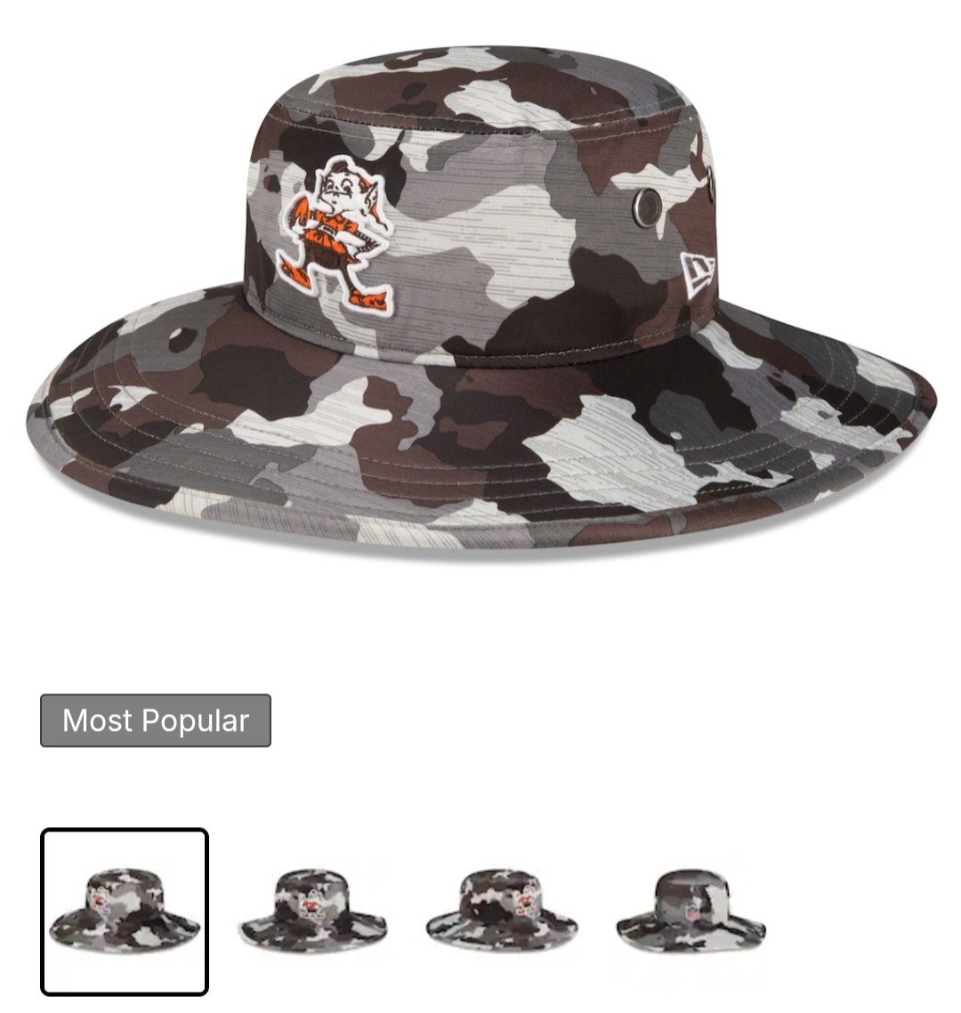 New Era Cleveland Browns Elf NFL Gray Camo Bucket Hat Adult OSFM NWT