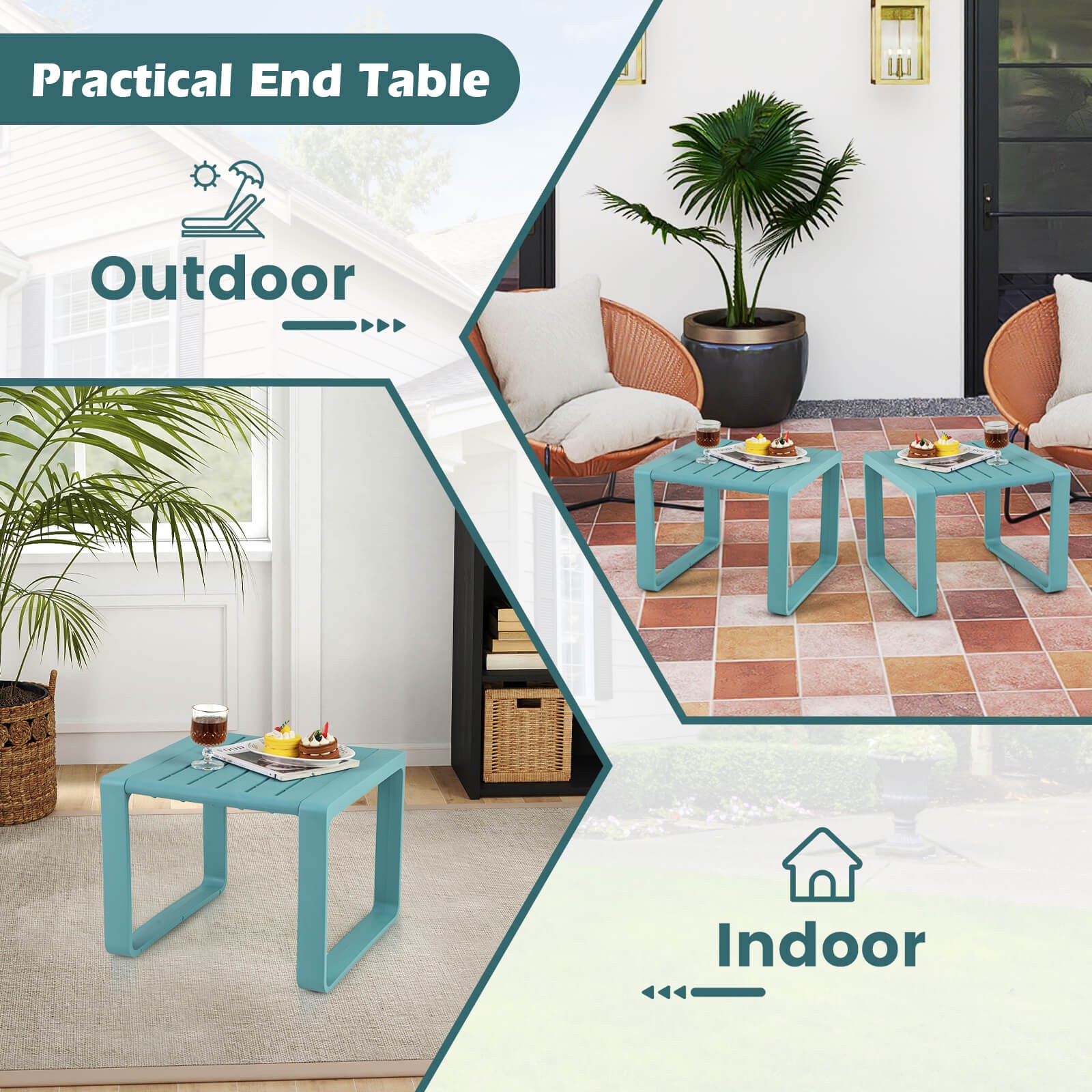5-Piece Patio Furniture Set w/ 1 Loveseat 2 Patio Chairs & 2 Side Tables