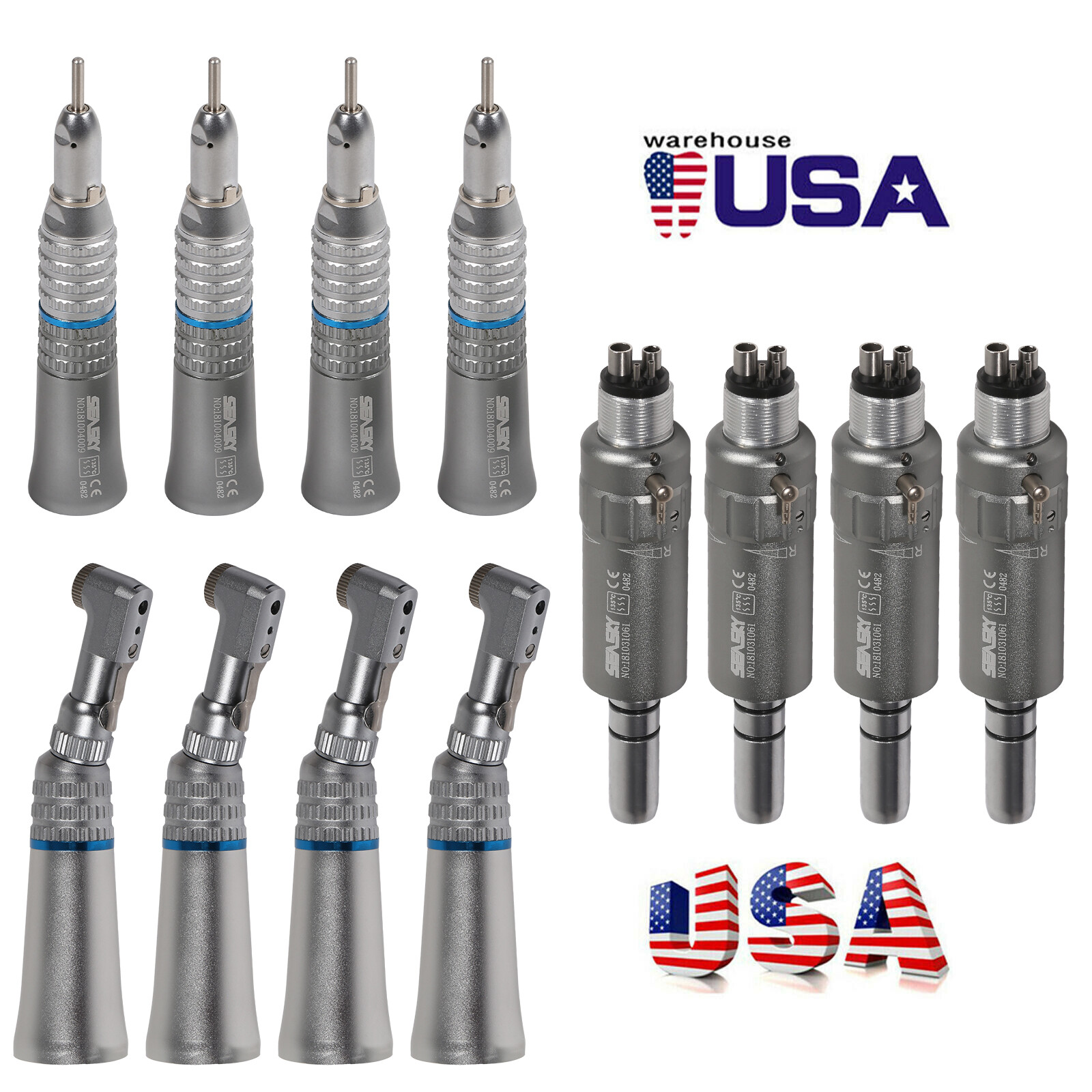 Dental Low Slow Speed Handpiece Contra Angle Straight Air Motor 4 Hole NSK Style