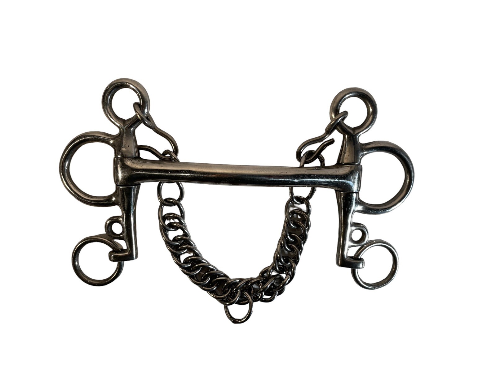 Stainless Steel Mullen Mouth Pelham bit 4 3/4" with Curb Chain