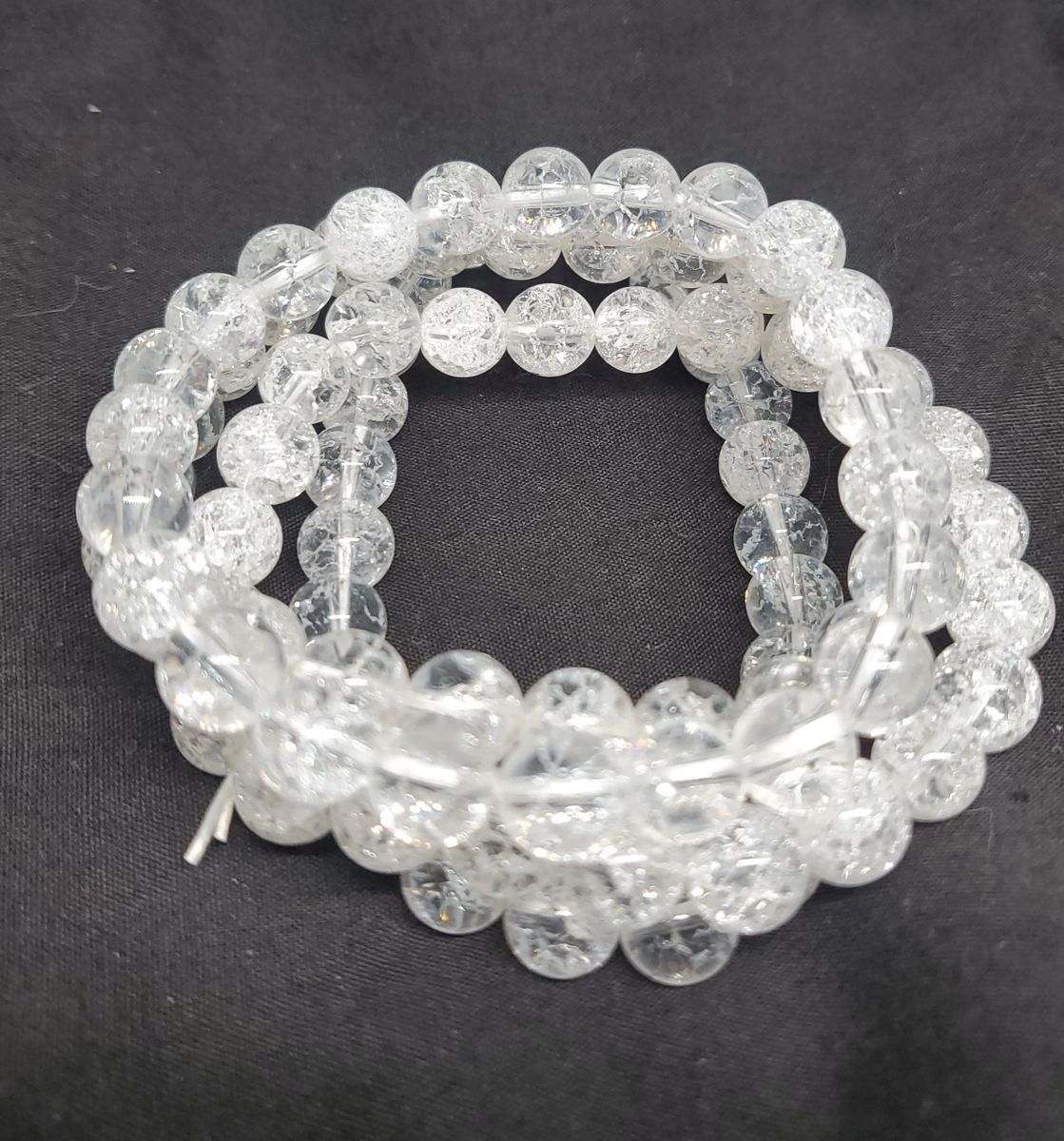 Crackle Quartz Crystal 8mm Beaded Stretch Bracelet