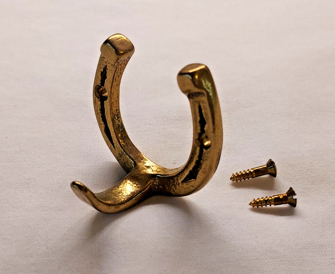 Solid Brass Horseshoe Hook w/ Screws 1 3/4"x1 3/4"