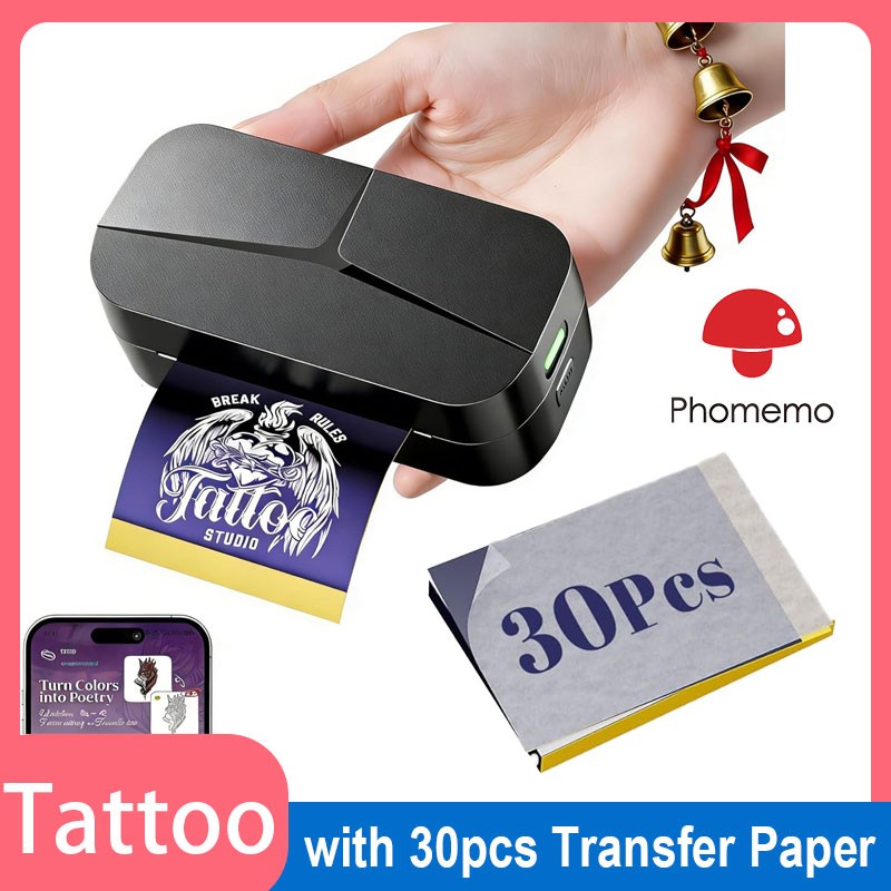 Phomemo Tattoo Stencil Printer Mini Tattoo Printer Bluetooth Tattoo Machine 30Pc