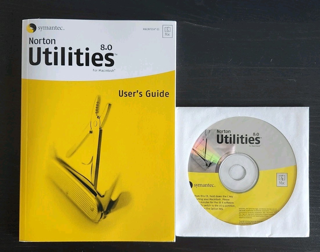 Vintage Norton Utilities 8.0 for Macintosh; CD and Guide