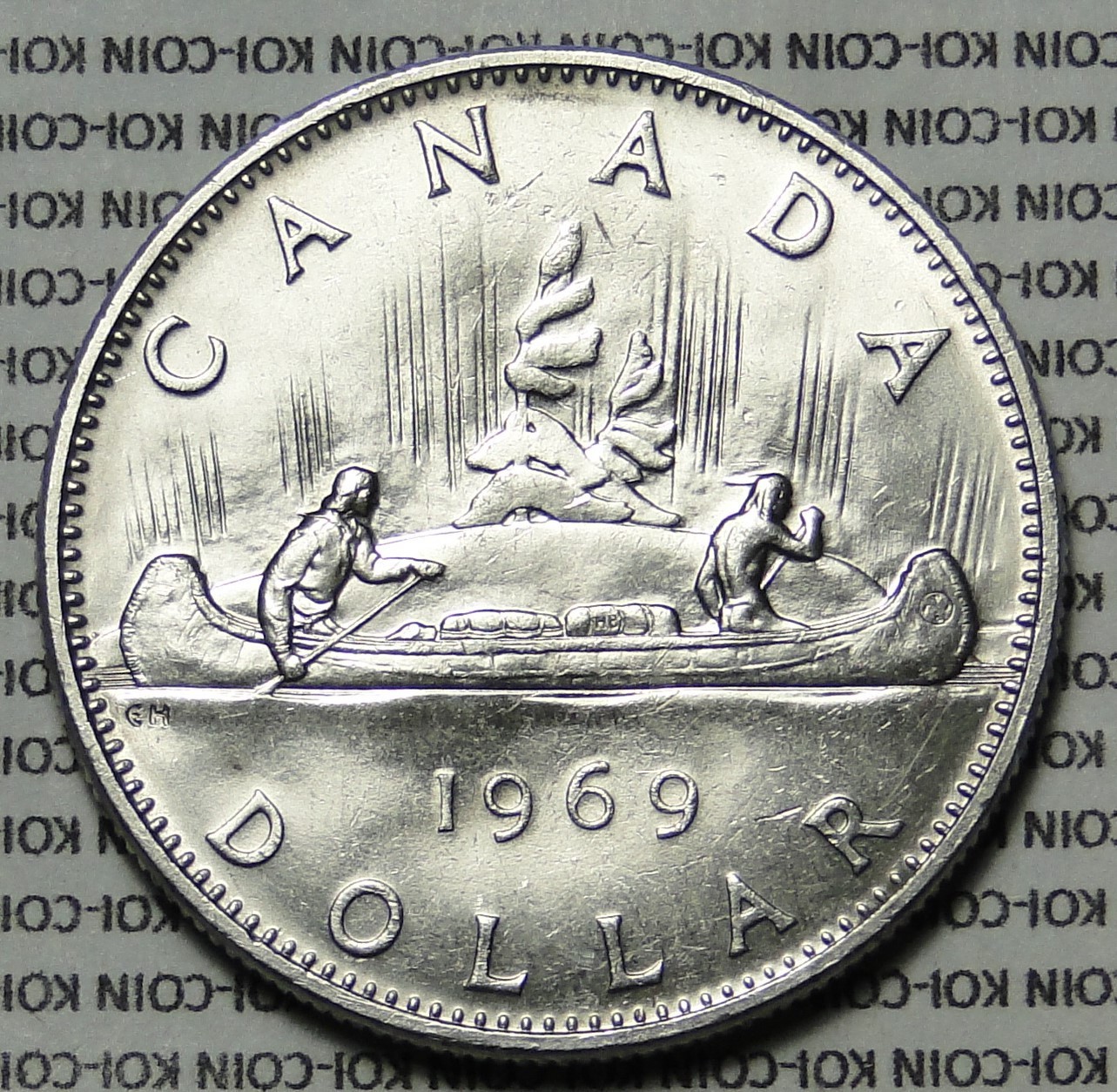 Canada 1969 large dollar $1 Voyageur nickel lightly circulated