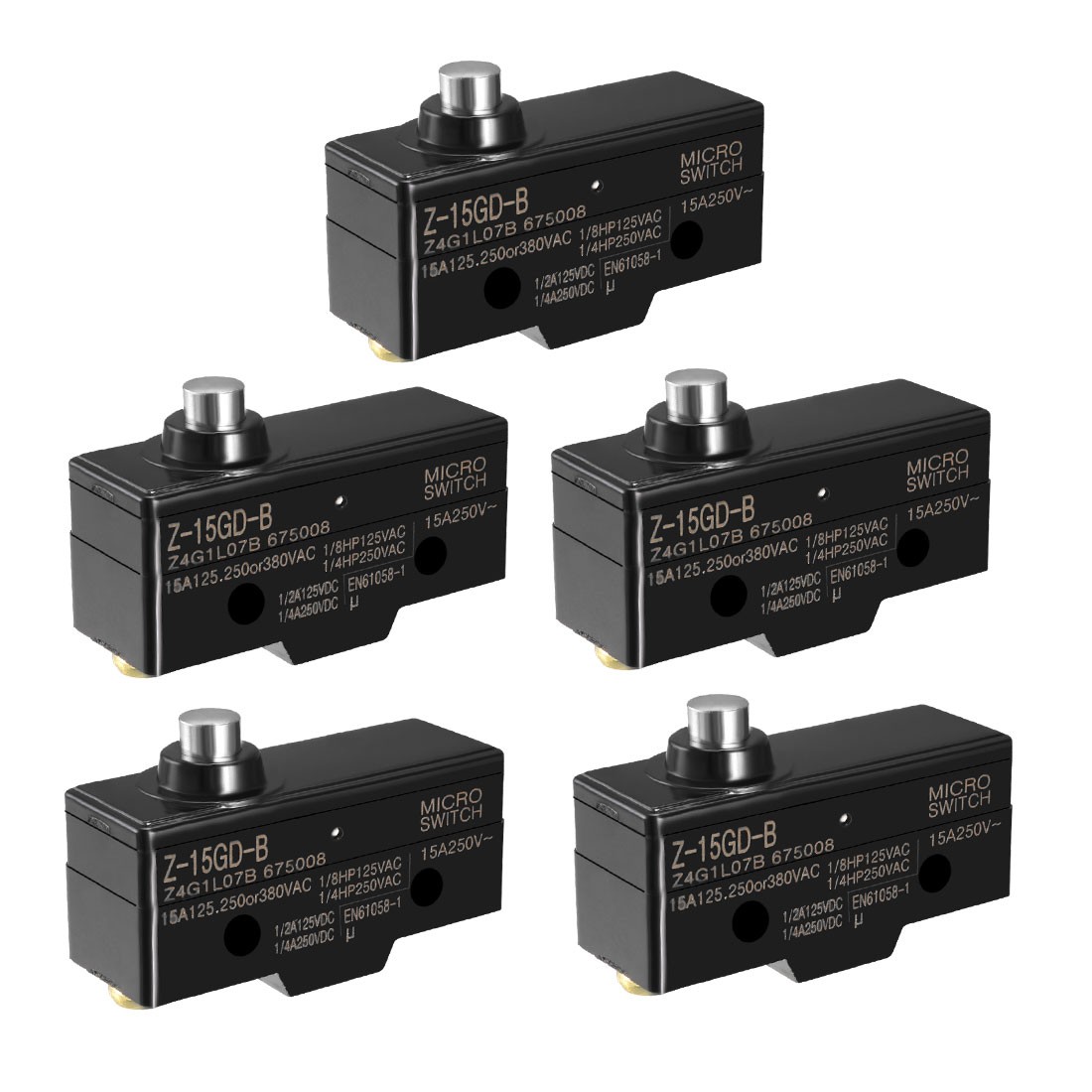 5PCS Z-15GD-B 1NO + 1NC Short Reed Snap Button Lever Type Micro Switches